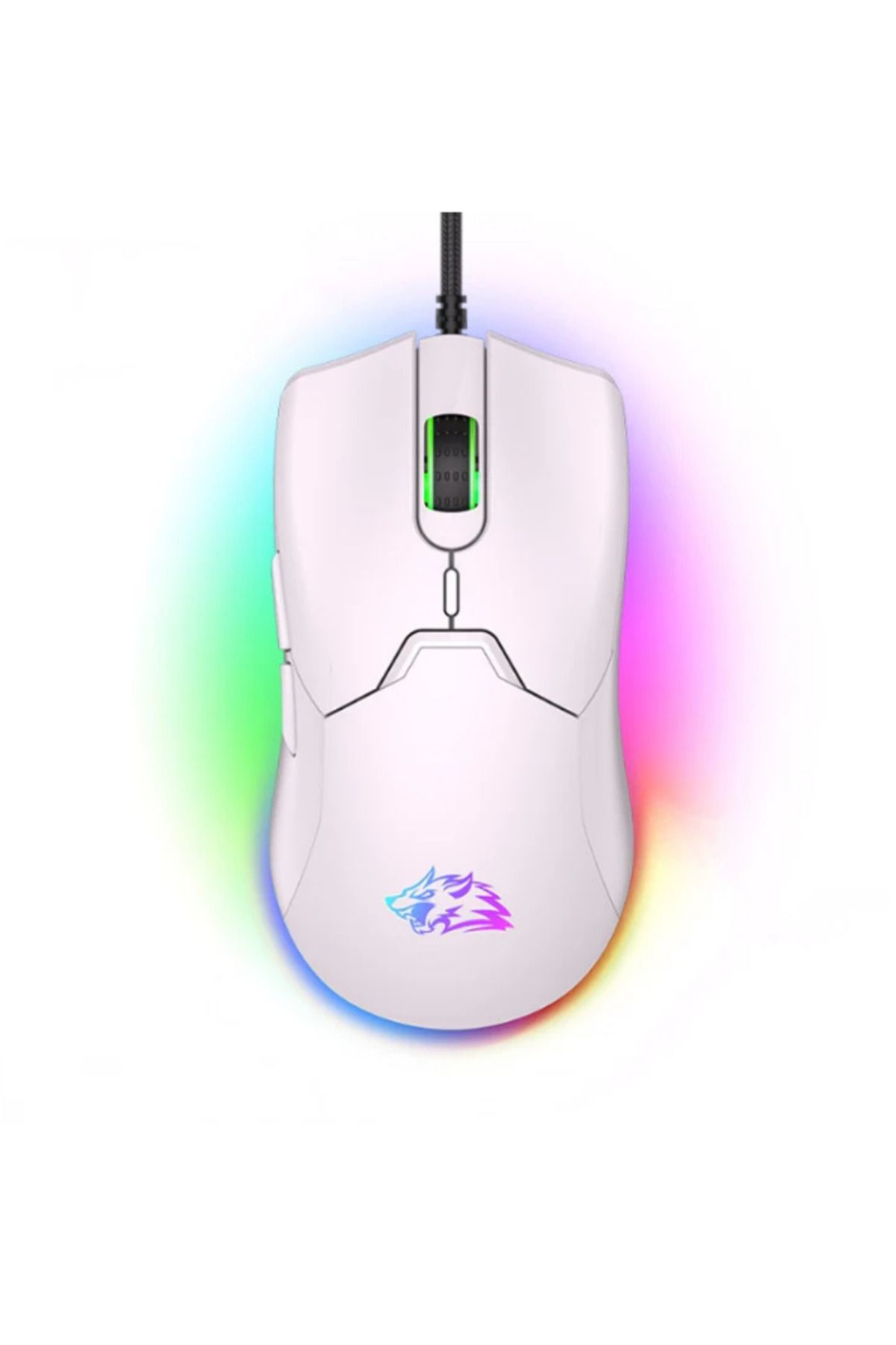 ATAsoft ELEKTRONİK Since 2021 M6 Yazılımlı Rgb Işıklı 7200 Dpı Kablolu Beyaz Oyuncu Mouse