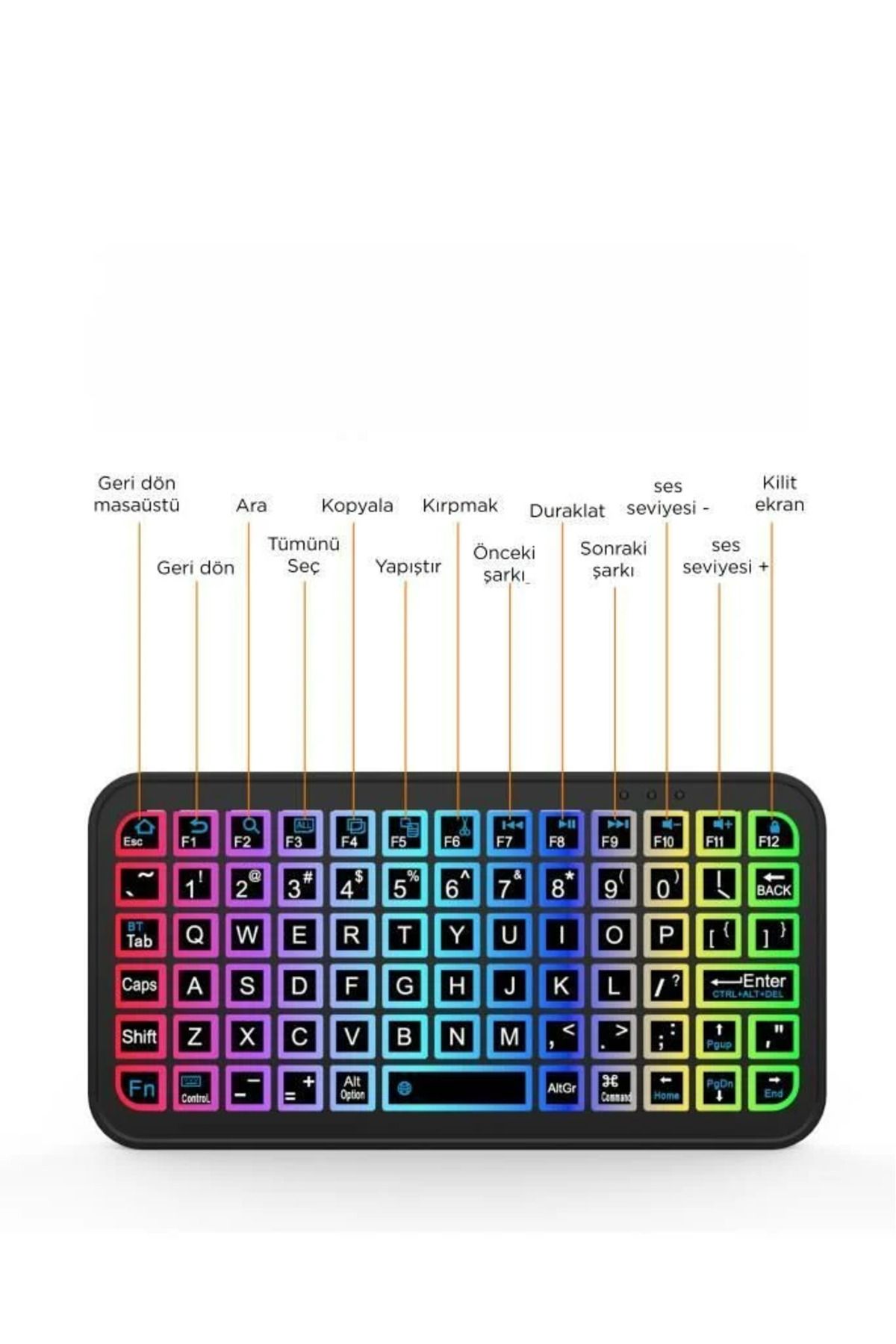 Sarftech M7 Rgb Işıklı  Siyah Kablosuz Bluetooth Mini Klavye Rgb Işıklı Bluetooth Mini Klavye