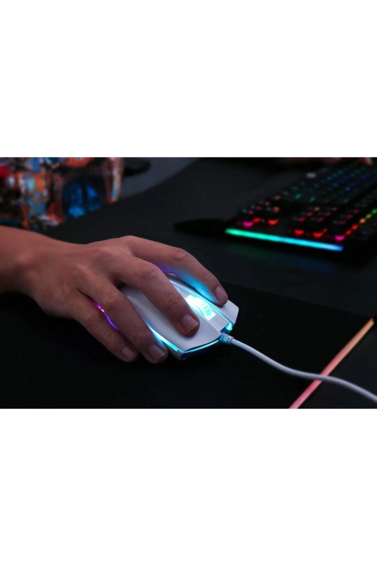 Redragon M711w Cobra White Beyaz Rgb Ledli Oyuncu Mouse 5000dpi 7 Programlanabilir Tuş Fare