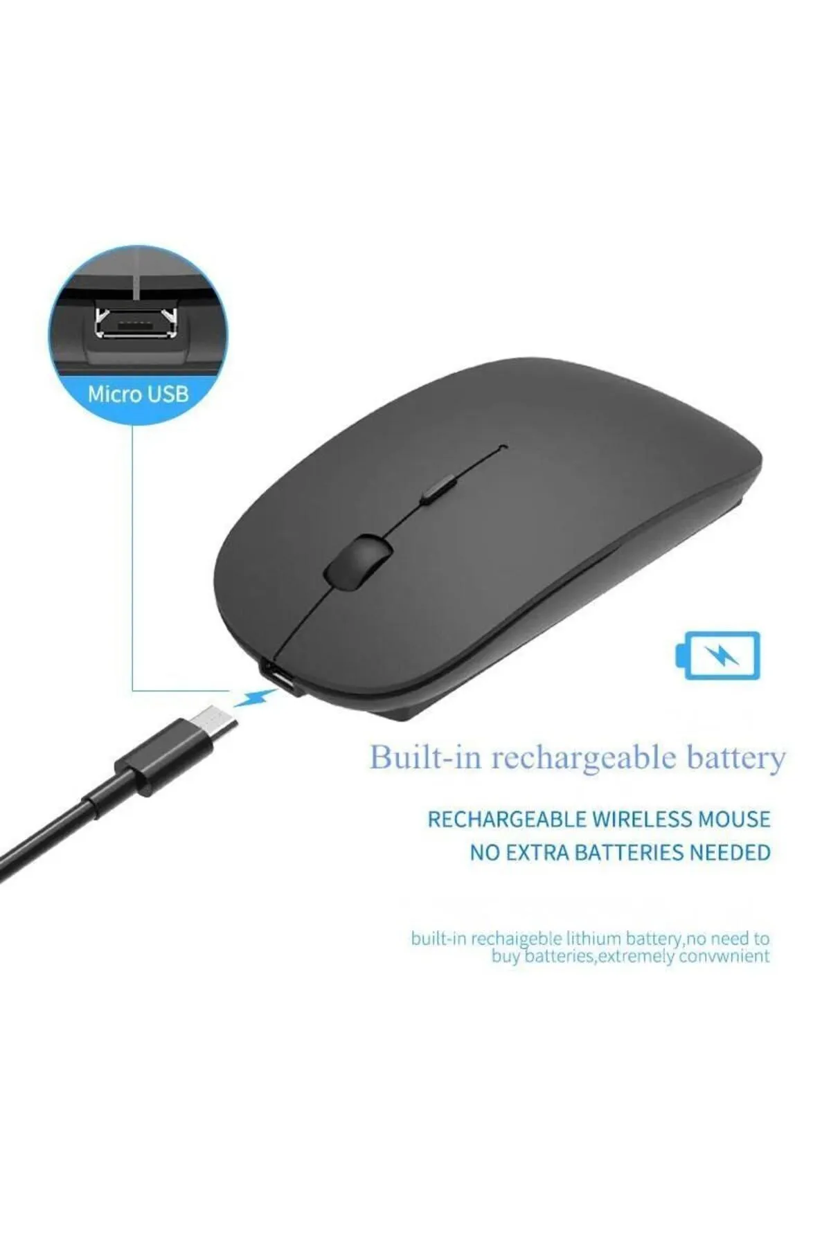 EHZ TEKNOLOJİ Macbook Şarj Edilebilir Sessiz Bilgisayar Ve Dizüstü Bilgisayar Kablosuz Bluetooth Mouse