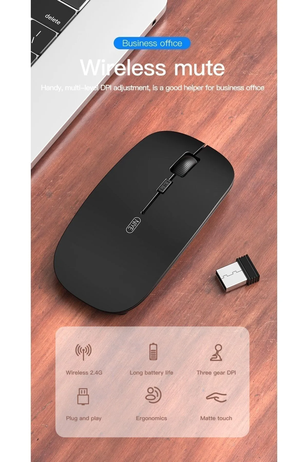 EHZ TEKNOLOJİ Macbook Şarj Edilebilir Sessiz Bilgisayar Ve Dizüstü Bilgisayar Kablosuz Bluetooth Mouse