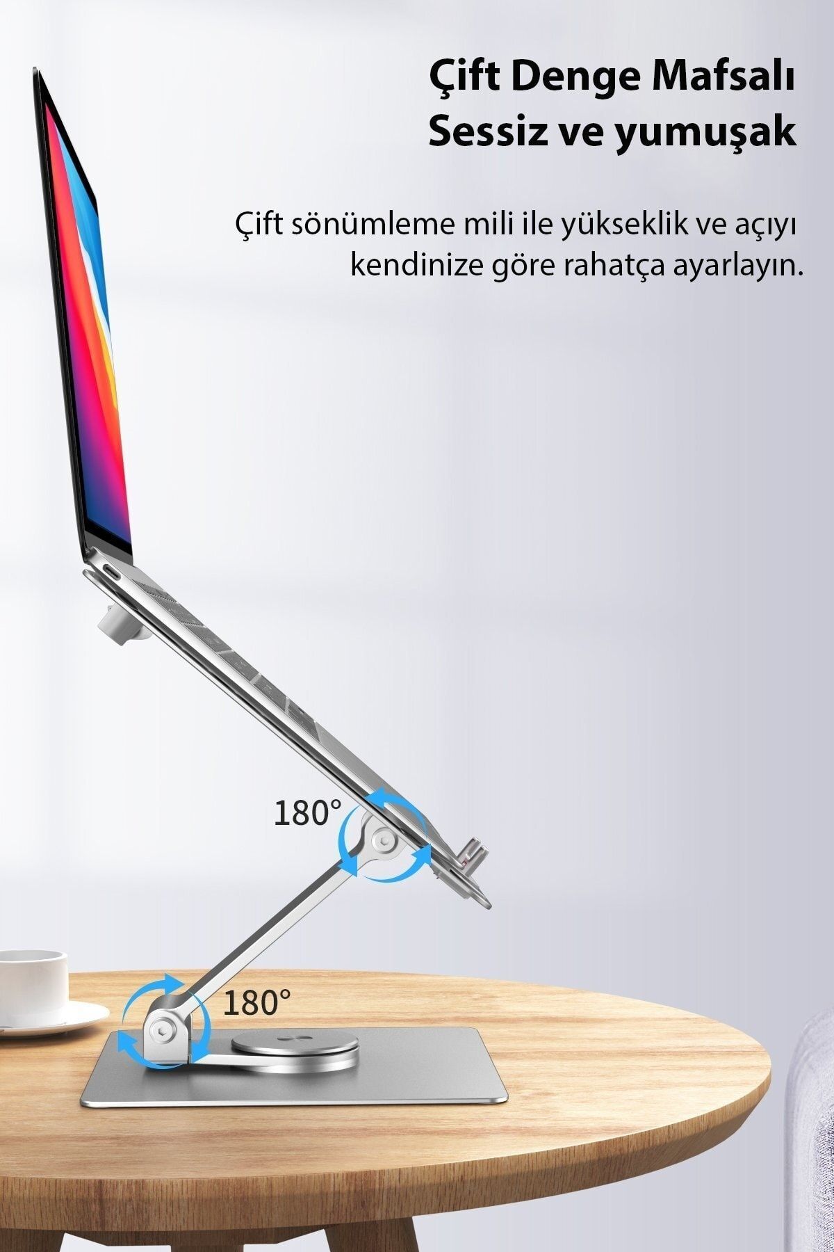 teknosepetim Macbook Laptop Bilgisayar Standı Notebook Özel Yükseltici Stand Tablet Tutucu Ayarlı Metal 360