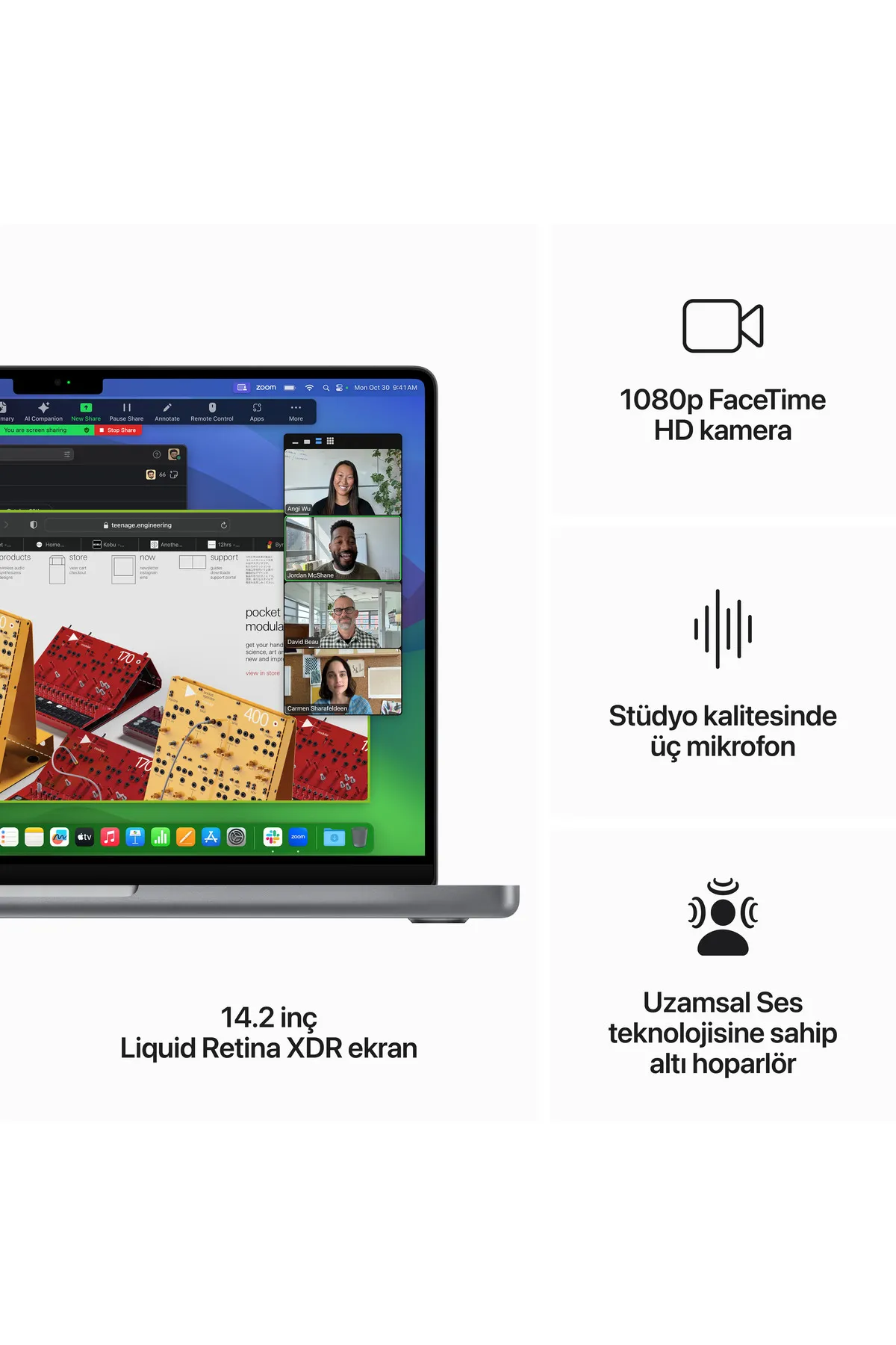 Apple MacBook Pro 14 inç M3 Çip 8CPU 10GPU 16GB Bellek 1TB SSD MXE13TU/A - Gümüş