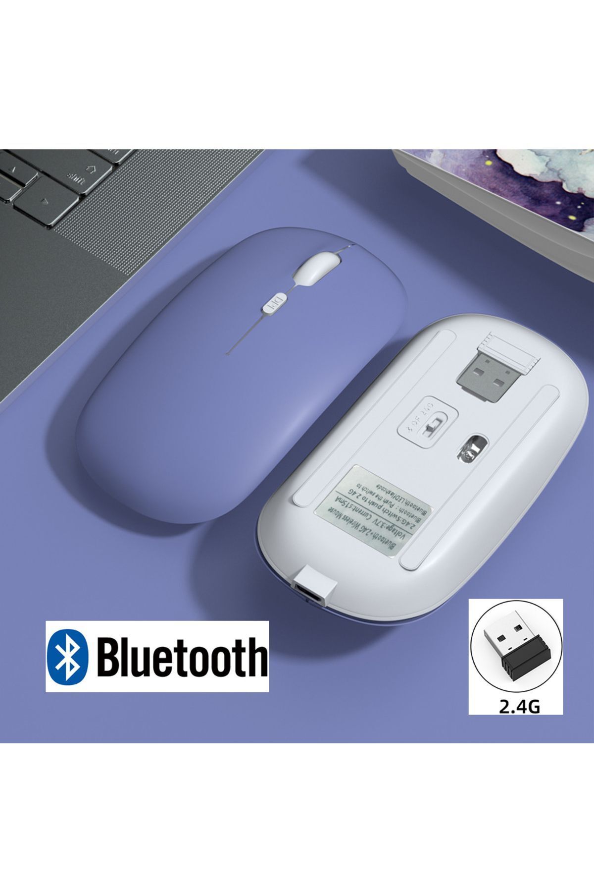 TEKNETSTORE Macbook/Huawei/Samsung/Lenovo Uyumlu Şarj Edilebilir Sessiz Mouse Wifi Kablosuz Mouse Fare