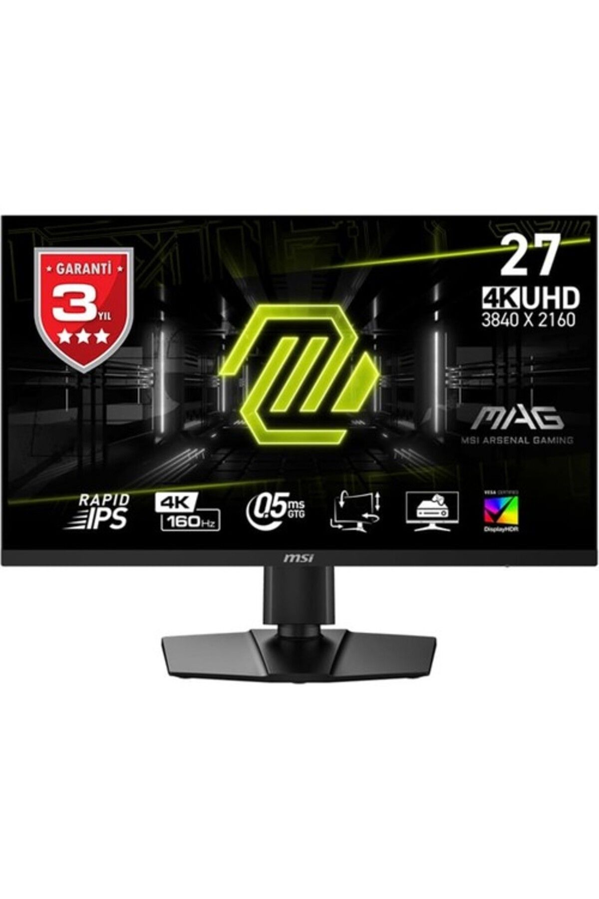 MSI Mag 274upf E2 27 3840x2160 160hz 0.5ms Hdmı Dp Type-c Hdr 400 Freesync Rapid Ips Gaming Monitör