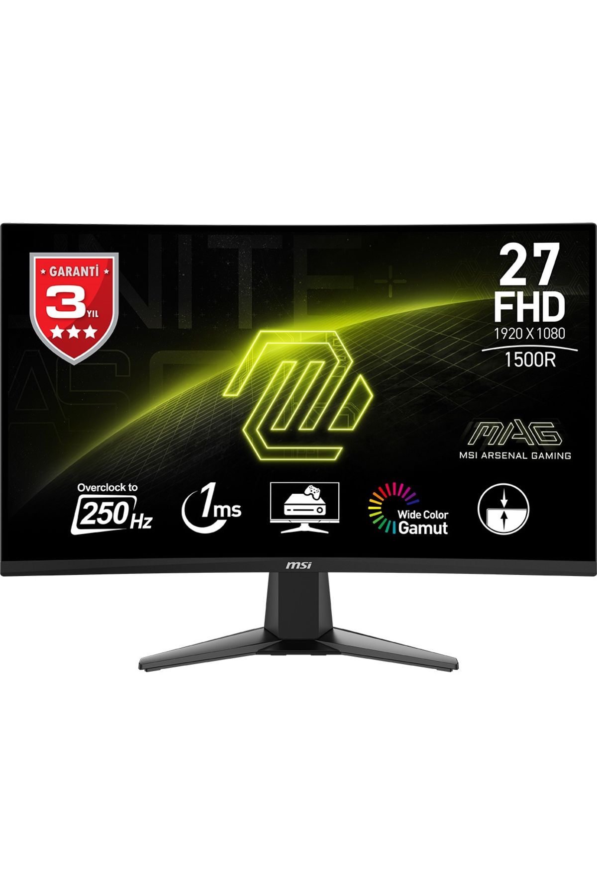 MSI Mag 27c6x 1ms 250hz Adaptive-sync Va Curved Full Hd Gaming (OYUNCU) Monitör