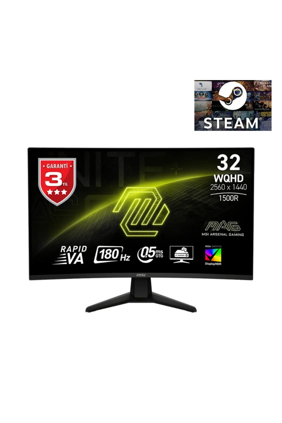 MSI Mag 32cq6f 31,5" 180hz 0,5ms Rapid Va Adaptive-sync Wqhd Gaming (OYUNCU) Monitör