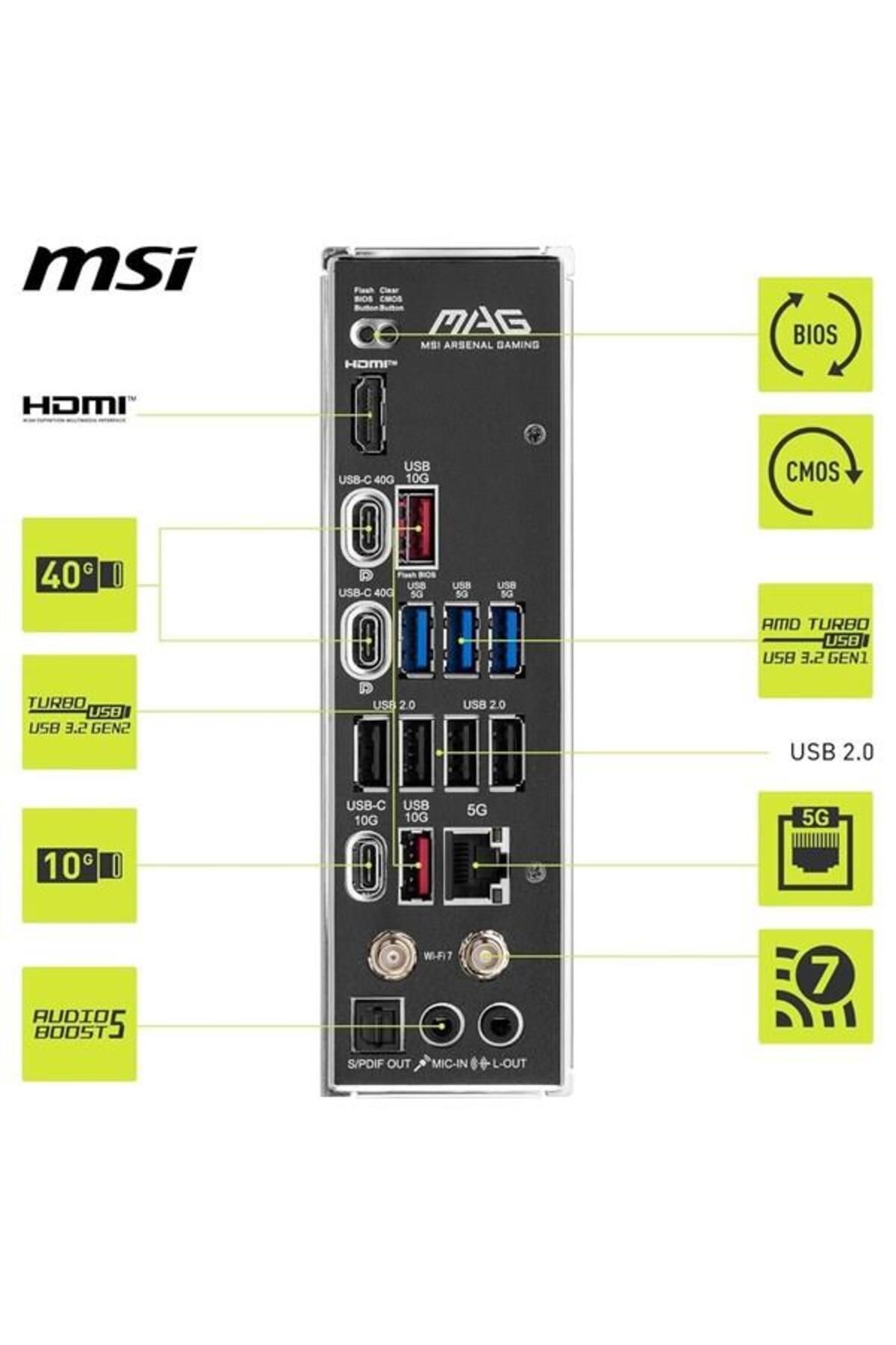 MSI Mag X870 Tomahawk Wıfı-7 Ddr5 Hdmı-dp Pcıe 5.0 Am5 Atx