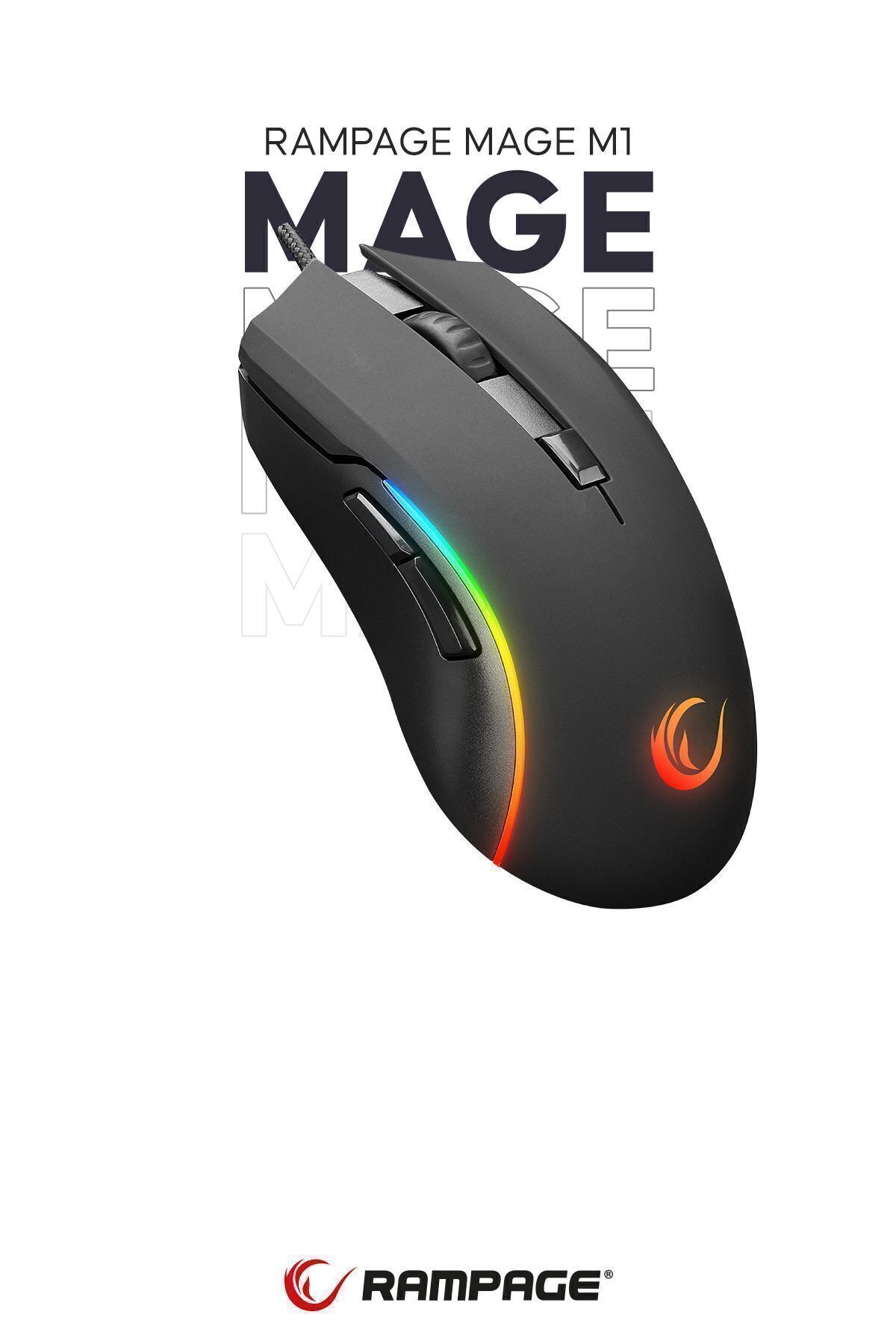 Rampage Mage M1 Rgb Siyah Rgb Işıklı 3600 Dpi Gaming Oyuncu Mouse