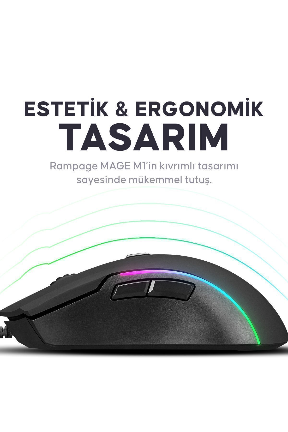 Rampage Mage M1 Rgb Siyah Rgb Işıklı 3600 Dpi Gaming Oyuncu Mouse