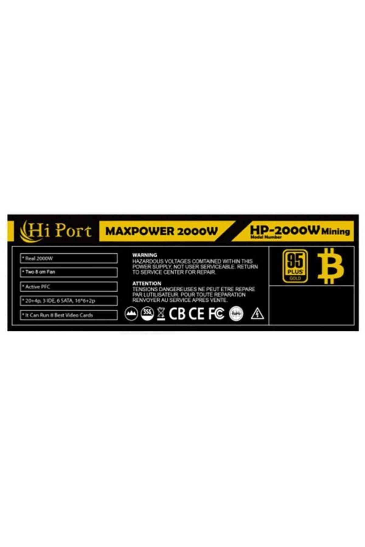 Genel Markalar Maxpower 2000w 1x 20 4pin, 3x Ide, 6x Sata, 16x 6 2p Mining Powersuply Kutulu