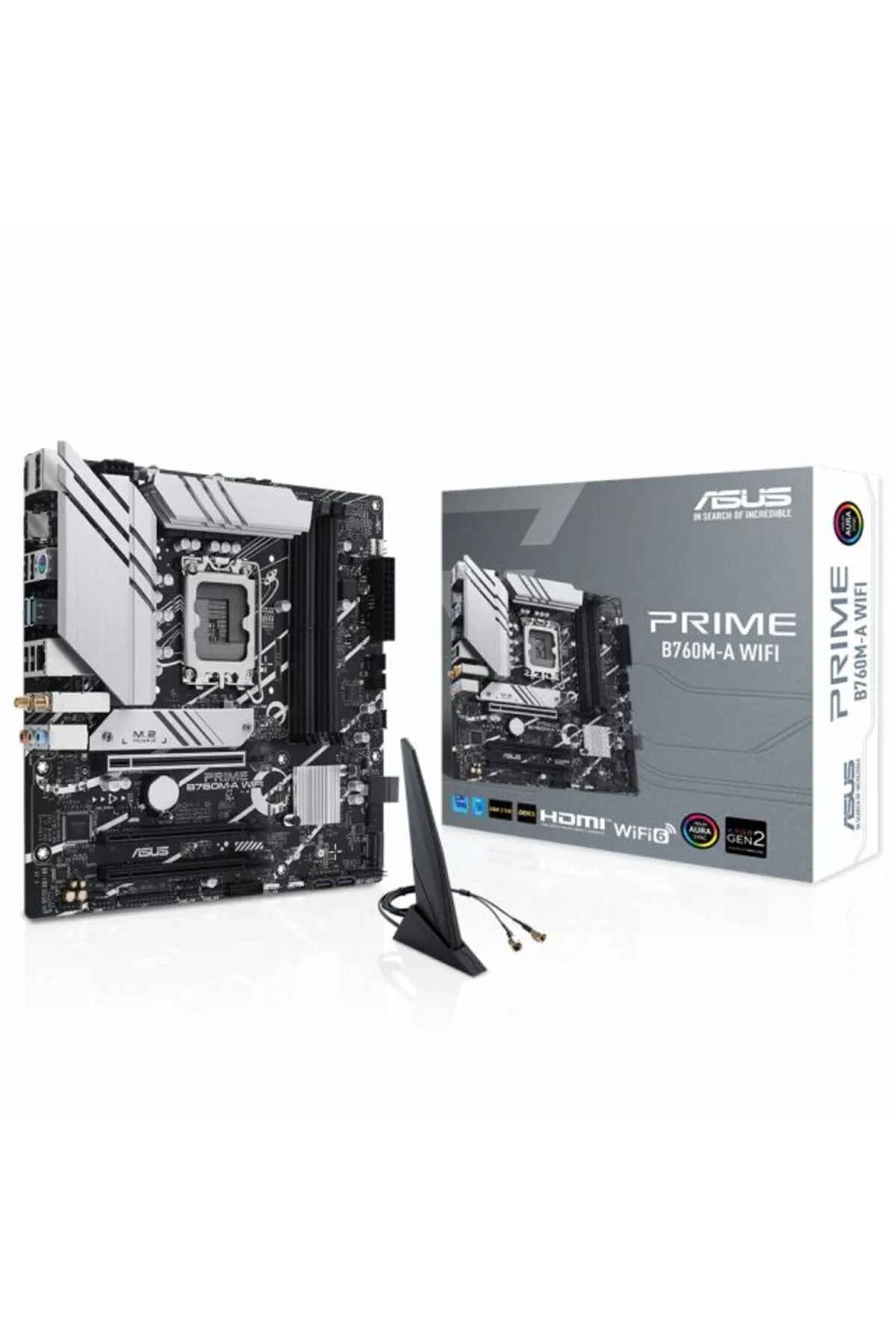 Asus Mb Prıme B760M-A Wıfı Intell B760 Lga1700 Ddr5 7200 Hdmı Vga 2X M2 Usb3.2 Ax Wifi + Bt Aura Rgb