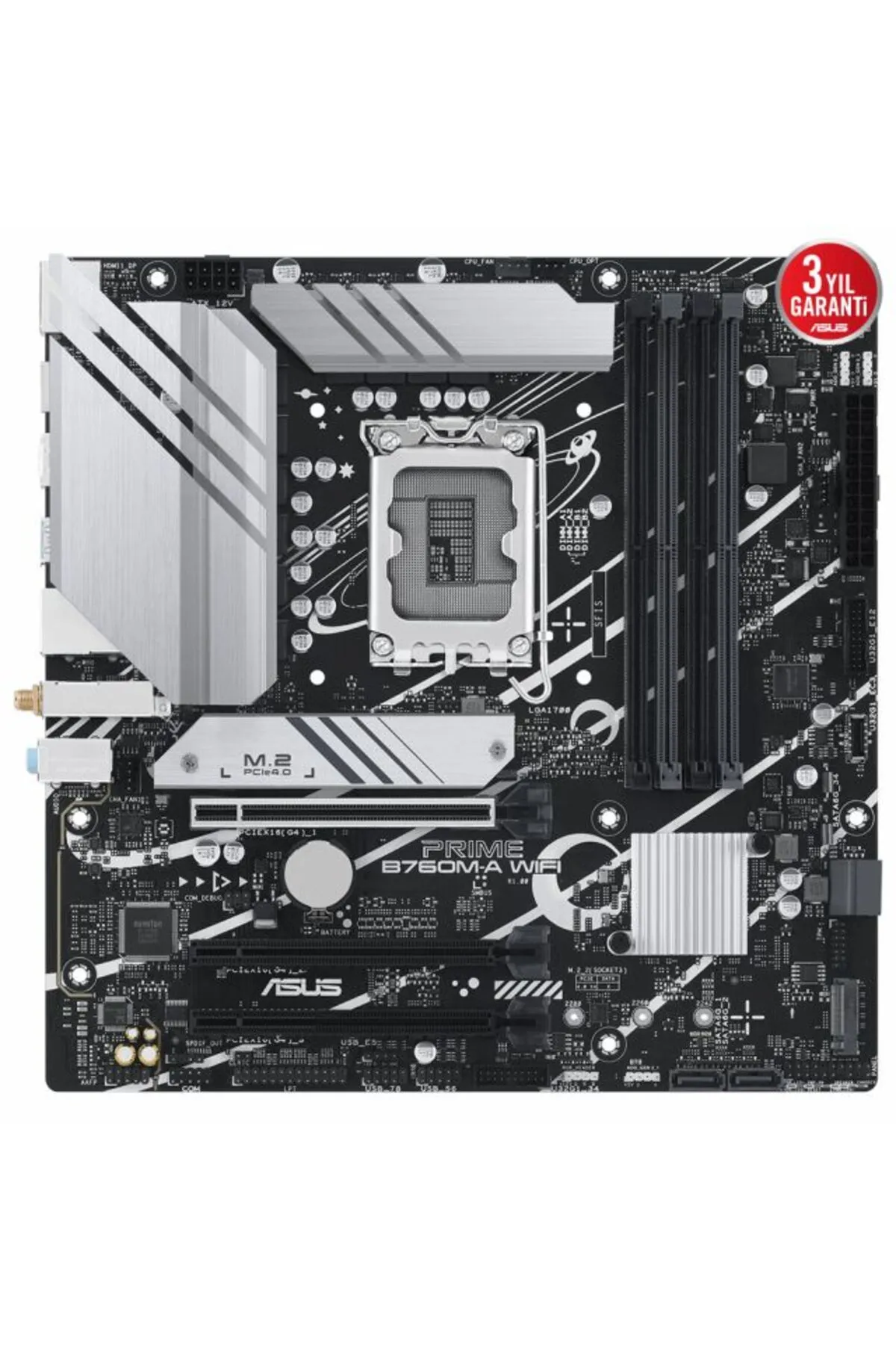 Asus Mb Prıme B760M-A Wıfı Intell B760 Lga1700 Ddr5 7200 Hdmı Vga 2X M2 Usb3.2 Ax Wifi + Bt Aura Rgb