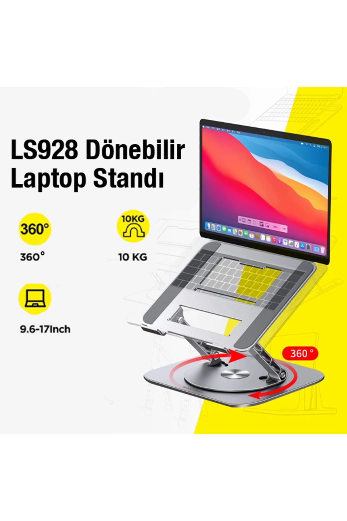 bestdijital MC LS928HUB Masaüstü 360° Dönebilen Laptop Standı Hub