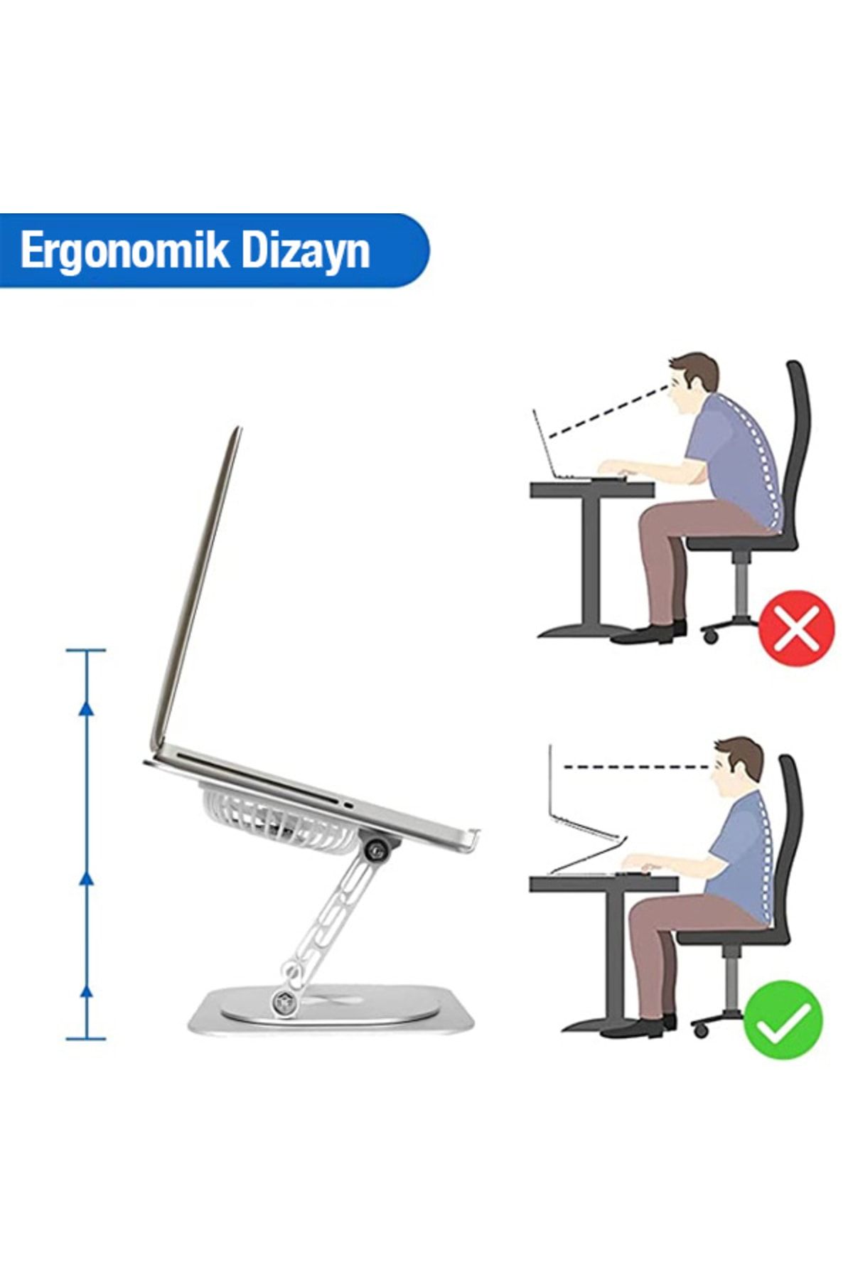 Ally MC S61 360° Dönebilen Soğutucu Masaüstü Laptop Standı GÜMÜŞ