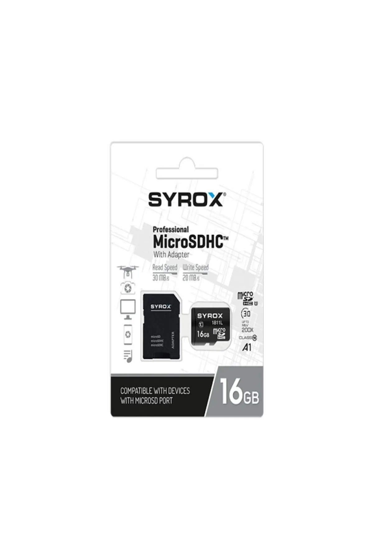 Syrox Mc16 16gb Micro Sd Hafıza Kartı Okuma Hızı 30 / Yazma Hızı 20