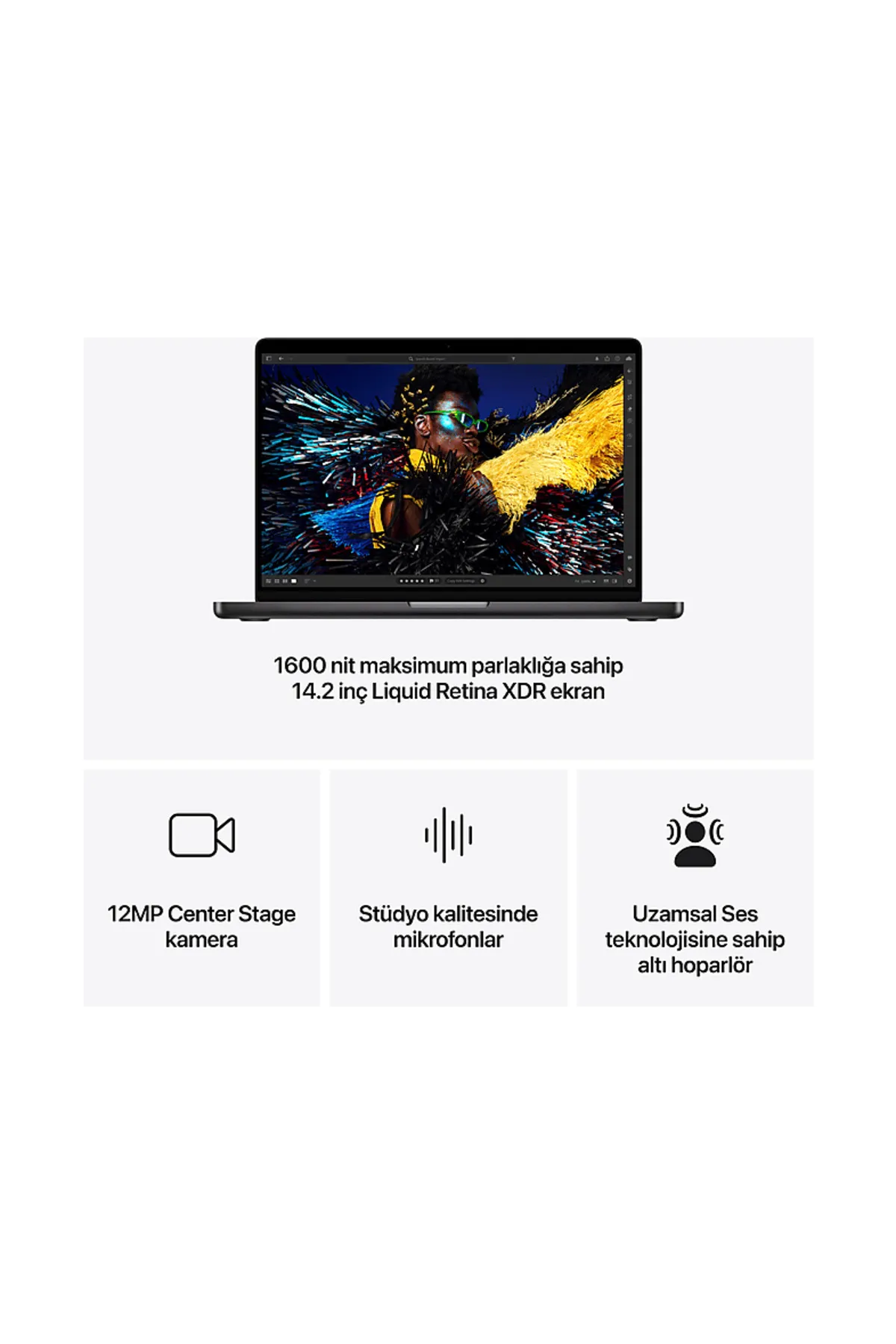 Apple MCX04TU/AMacBook Pro/Apple M4 İşlemci/10 Çekirdek  CPU ve 10 çekirdek  GPU 24GB RAM 1TB SSD/14