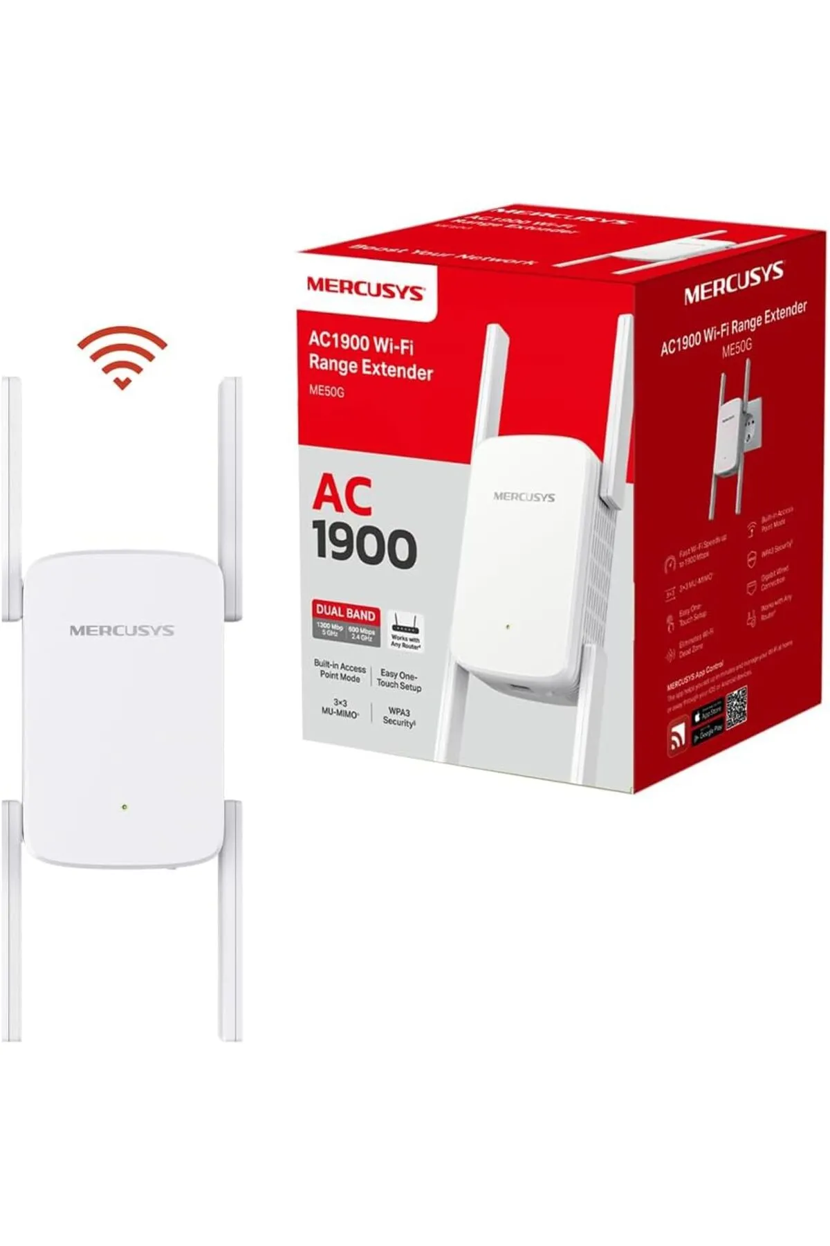 STOREMAX ME50G, AC1900 Mbps, 1 Gigabit Bağlantı Noktası ve 4 Harici Anten, Dahili Access Point Modu