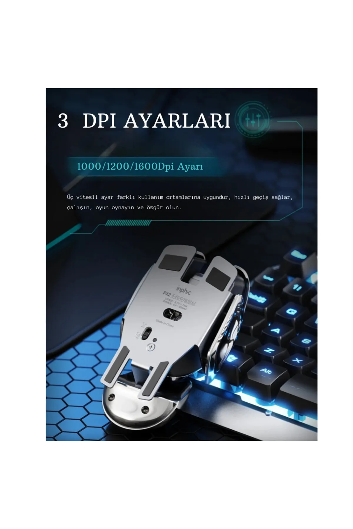 ShopFast Mekanik Metal Tasarım  Kablosuz Mouse 1600DPİ Ergonomik Tüm Yüzeyler İçin Sessiz Tıklama