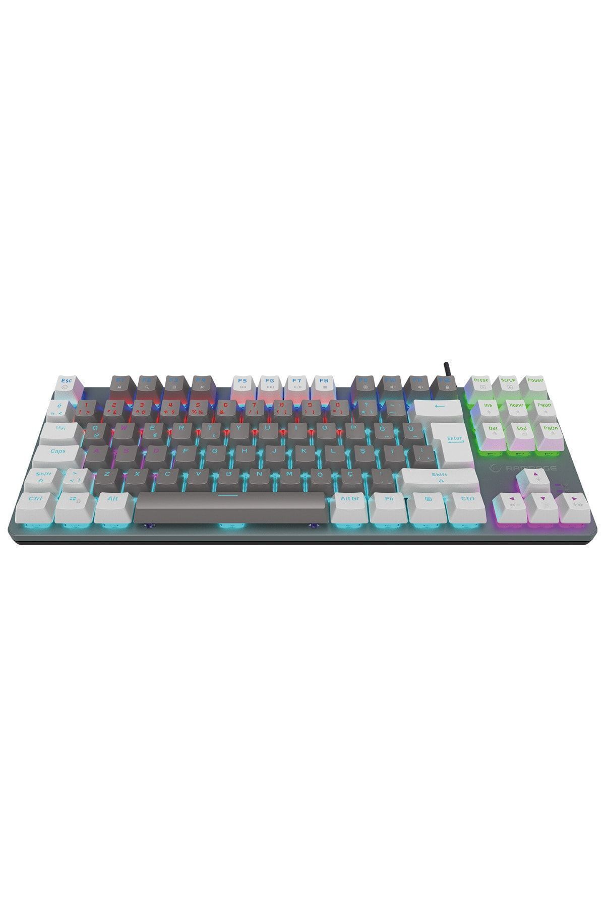 Rampage Mekanik Oyuncu Klavye Snug Gri/beyaz Red Switch Rainbow 87 Tuşlu Tkl Ultra Gaming K14