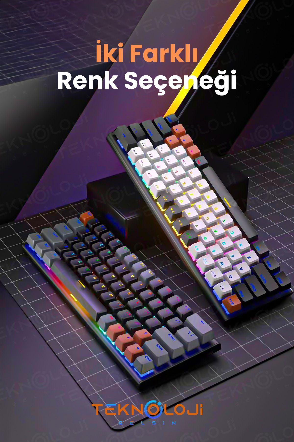 Teknoloji Gelsin Mekanik Oyuncu Klavyesi Blue Switch 18 Farklı Rgb Modu Kablolu Gaming Klavye Tuş Sök/Tak TypeC Kablo