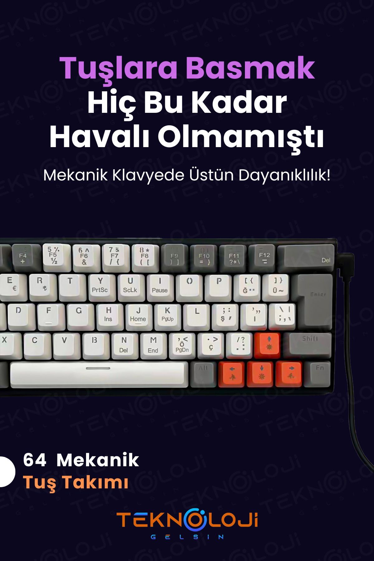 Teknoloji Gelsin Mekanik Oyuncu Klavyesi Blue Switch 18 Farklı Rgb Modu Kablolu Gaming Klavye Tuş Sök/Tak TypeC Kablo