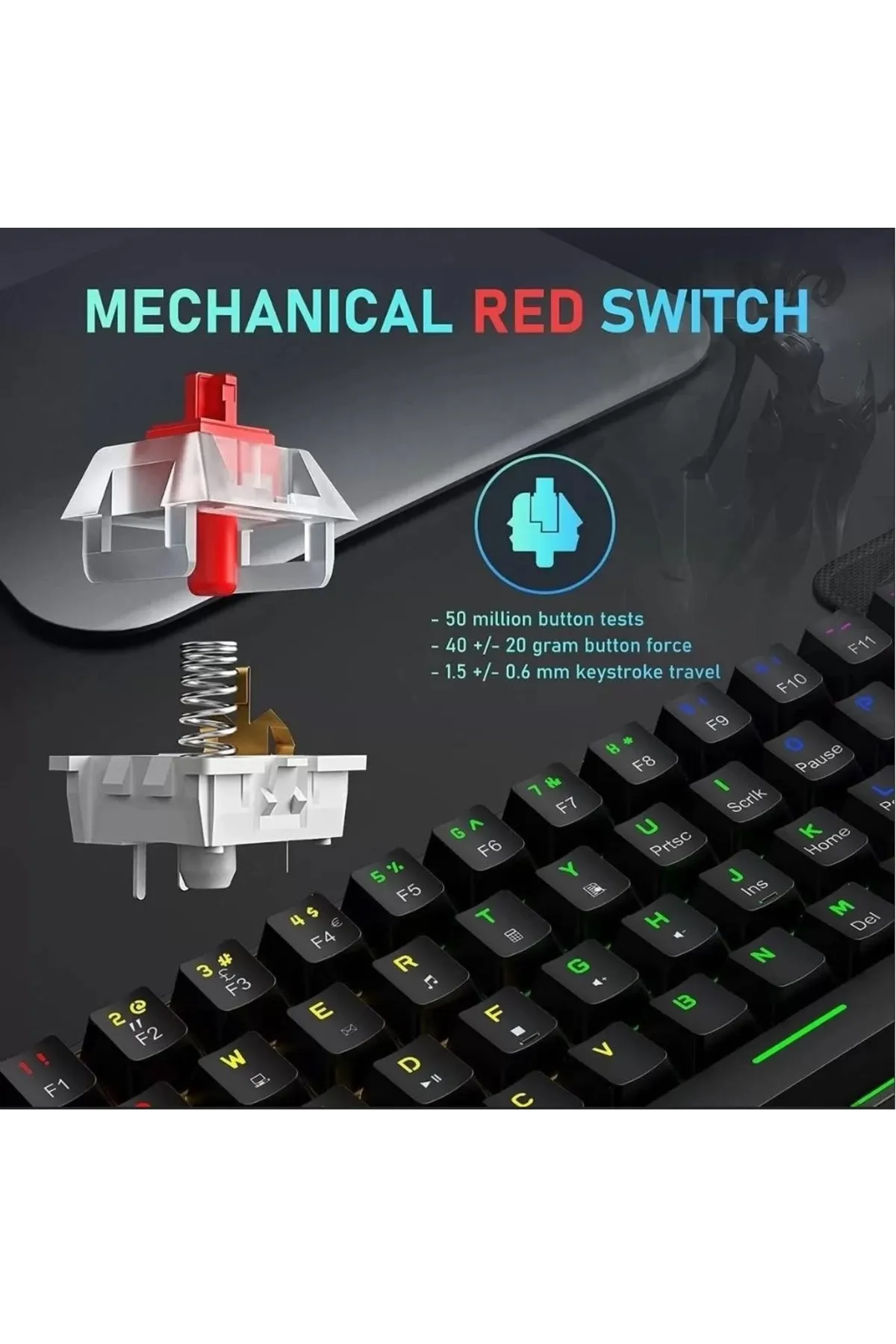 SIGHTZER MEKANİK OYUNCU KLAVYESİ RGB LED IŞIKLI TYPE-C GİRİŞLİ RED SWİTCH MECHANİCAL GAMİNG KEYBOARD