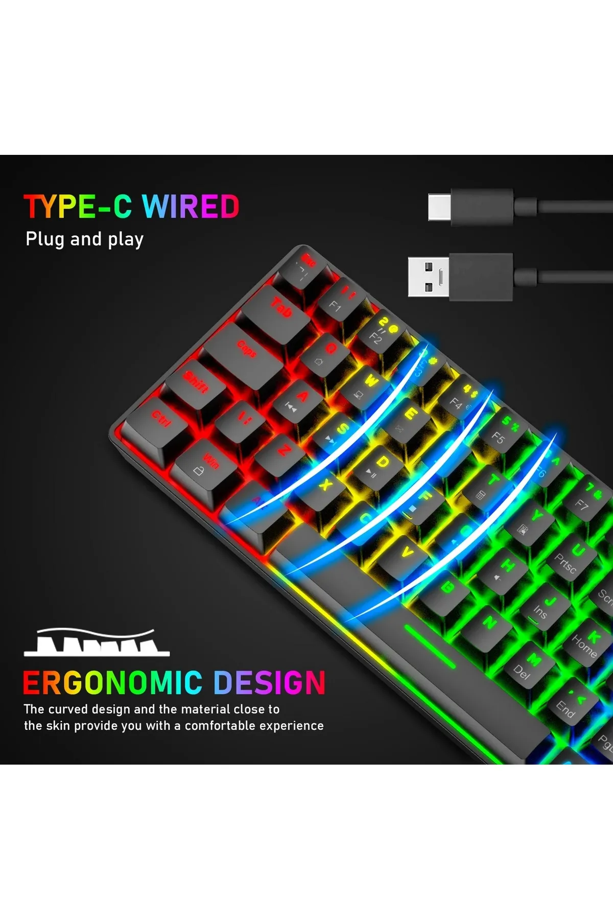 SIGHTZER MEKANİK OYUNCU KLAVYESİ RGB LED IŞIKLI TYPE-C GİRİŞLİ RED SWİTCH MECHANİCAL GAMİNG KEYBOARD