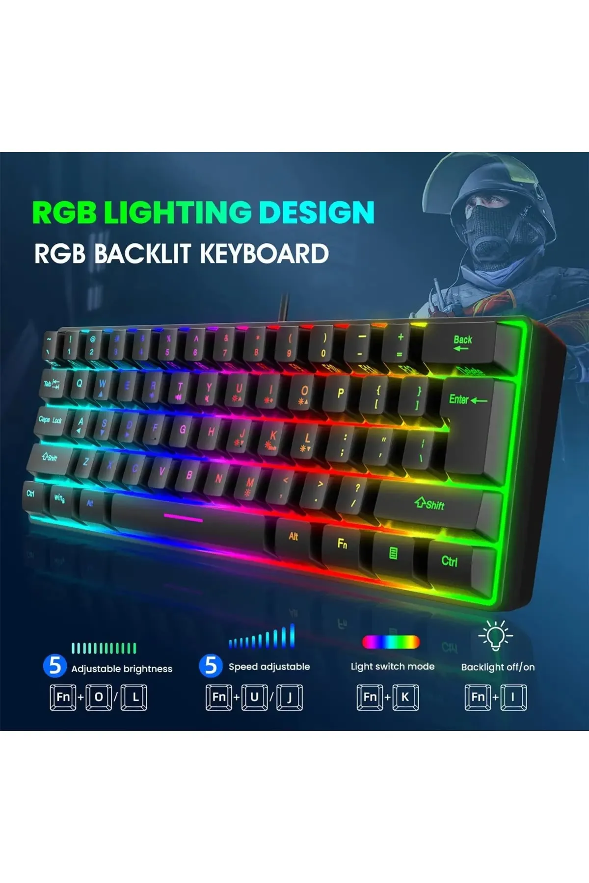 SIGHTZER MEKANİK OYUNCU KLAVYESİ RGB LED IŞIKLI TYPE-C GİRİŞLİ RED SWİTCH MECHANİCAL GAMİNG KEYBOARD