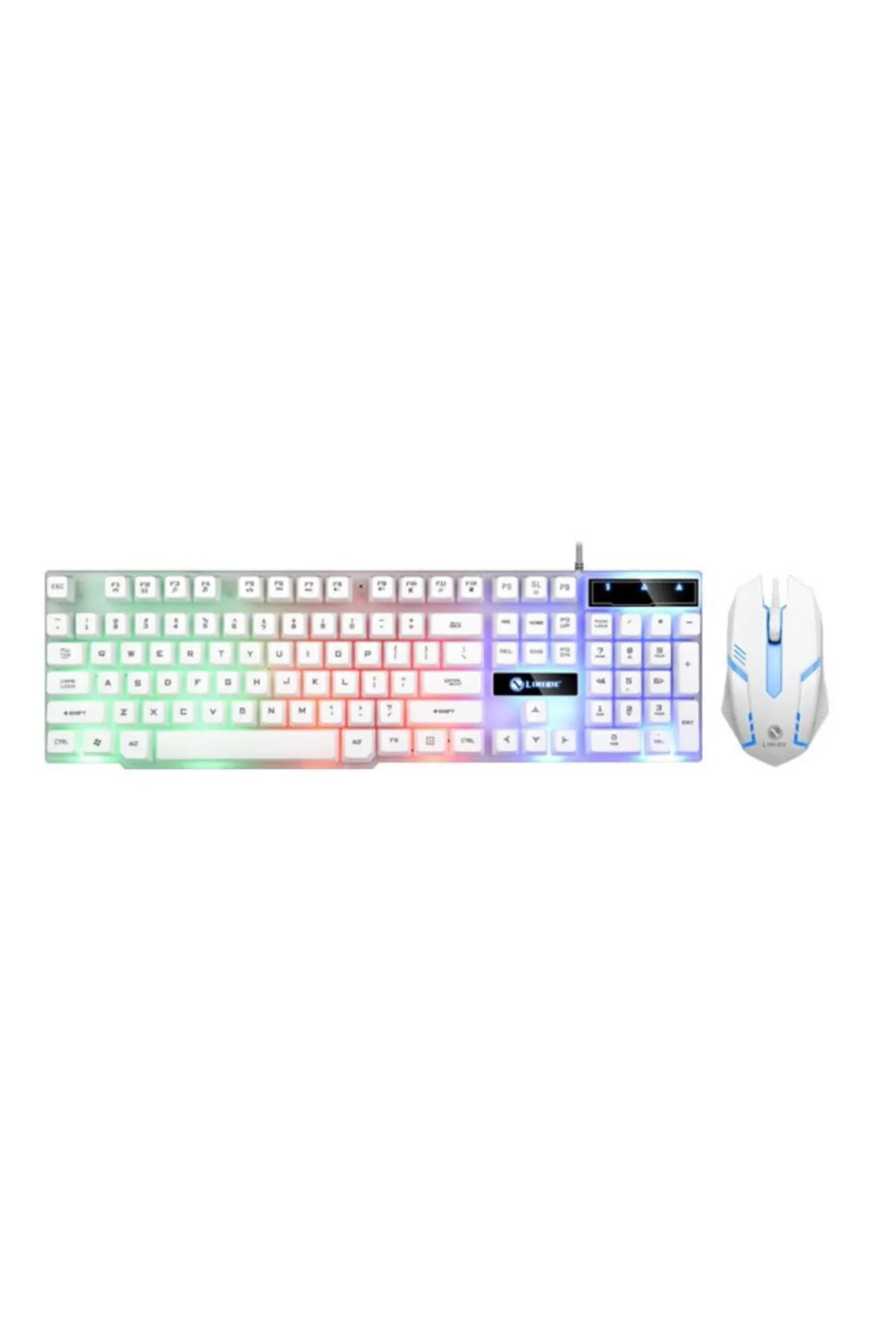 Polham Mekanikal Ultra Sessiz RGB Işıklı Kablolu Mouse Klavyesi Seti, Su Geçirmez, Hızlı Bağlantılı