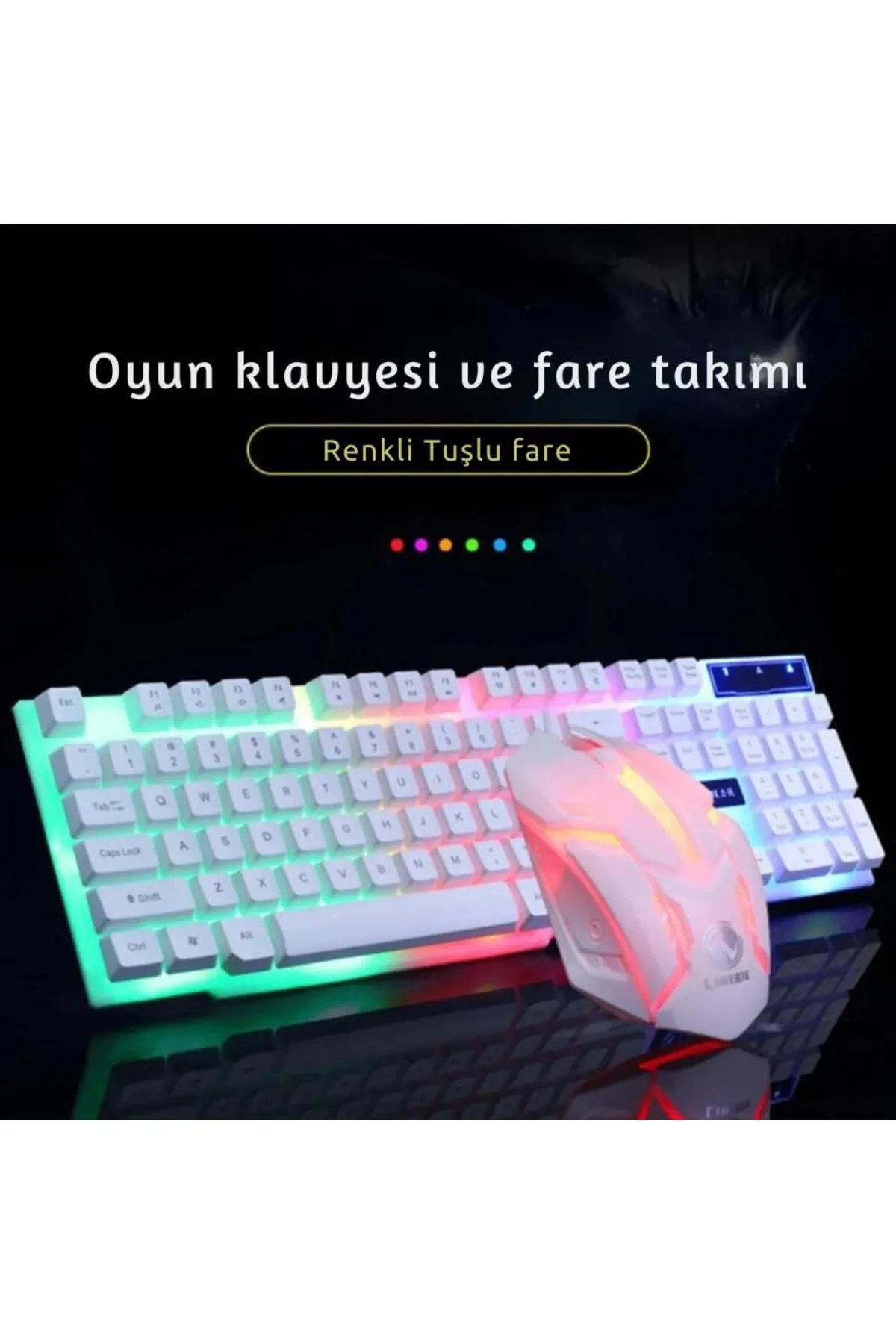 Polham Mekanikal Ultra Sessiz RGB Işıklı Kablolu Mouse Klavyesi Seti, Su Geçirmez, Hızlı Bağlantılı