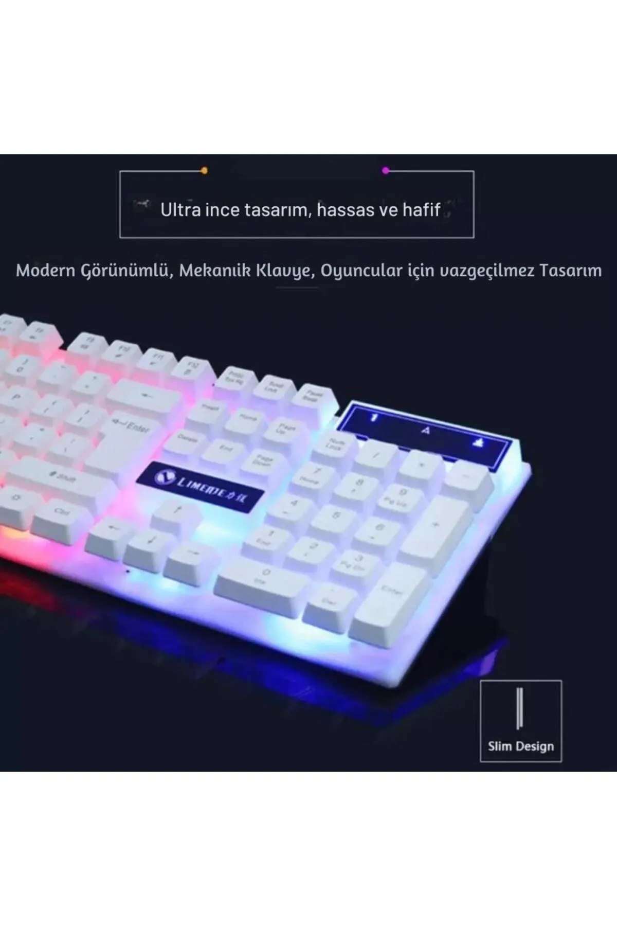 Polham Mekanikal Ultra Sessiz RGB Işıklı Kablolu Mouse Klavyesi Seti, Su Geçirmez, Hızlı Bağlantılı