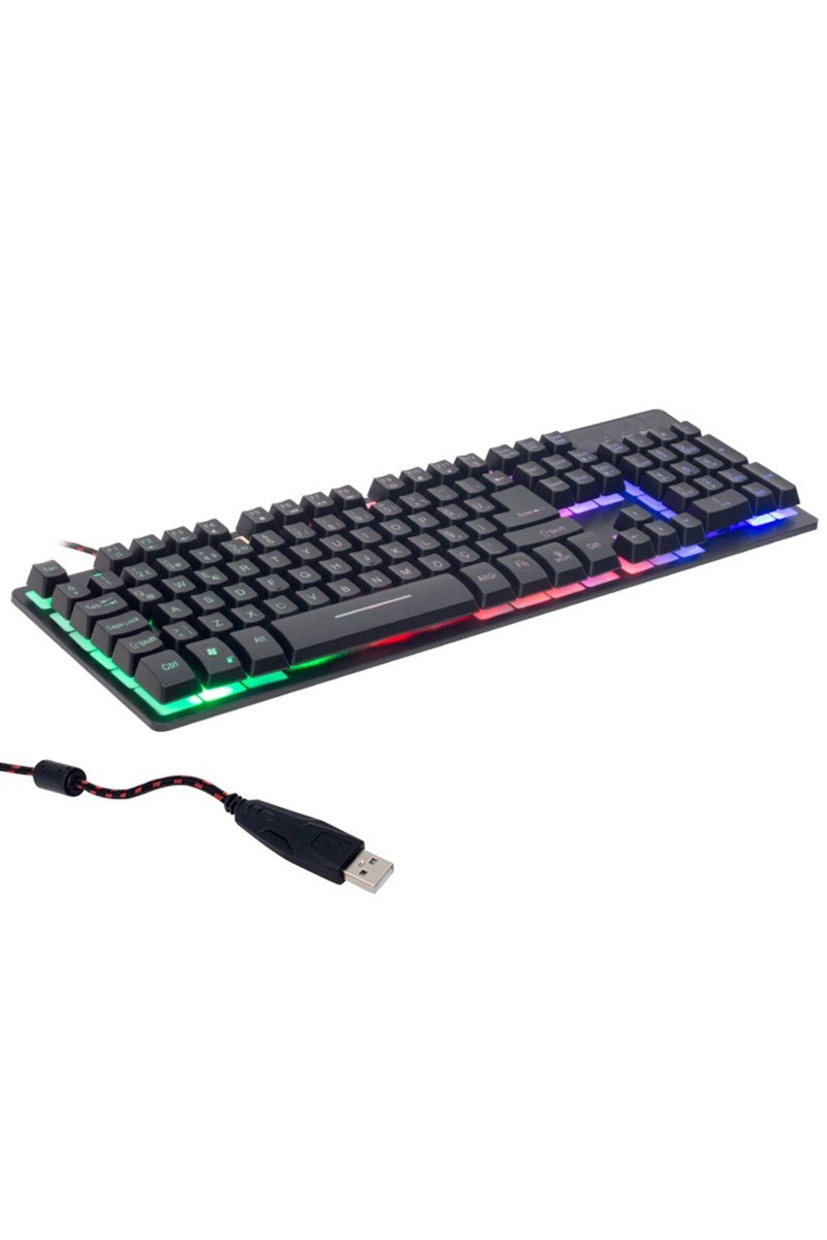 harry Metal Kasa Rgb Led Işıklı Oyuncu Klavye Mouse Seti Usb Girişli Kablolu Gaming Keyboard-mouse