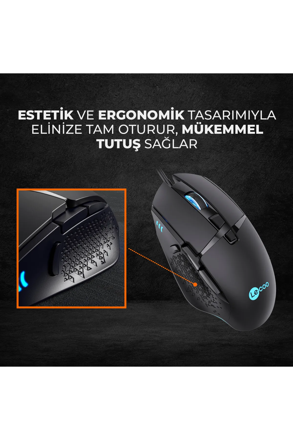 Lecoo Mg1101 Kablolu Rgb Led Aydınlatmalı 6400dpı 8 Tuşlu Gaming Optik Mouse Siyah