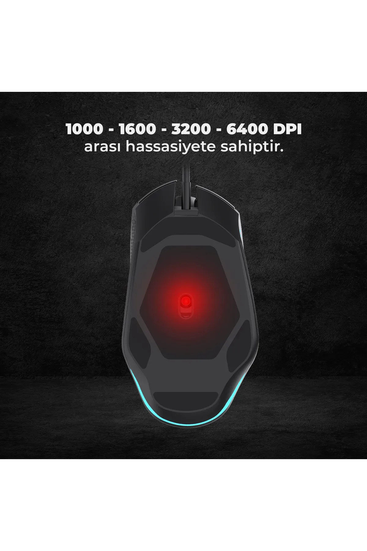 Lecoo Mg1101 Kablolu Rgb Led Aydınlatmalı 6400dpı 8 Tuşlu Gaming Optik Mouse Siyah