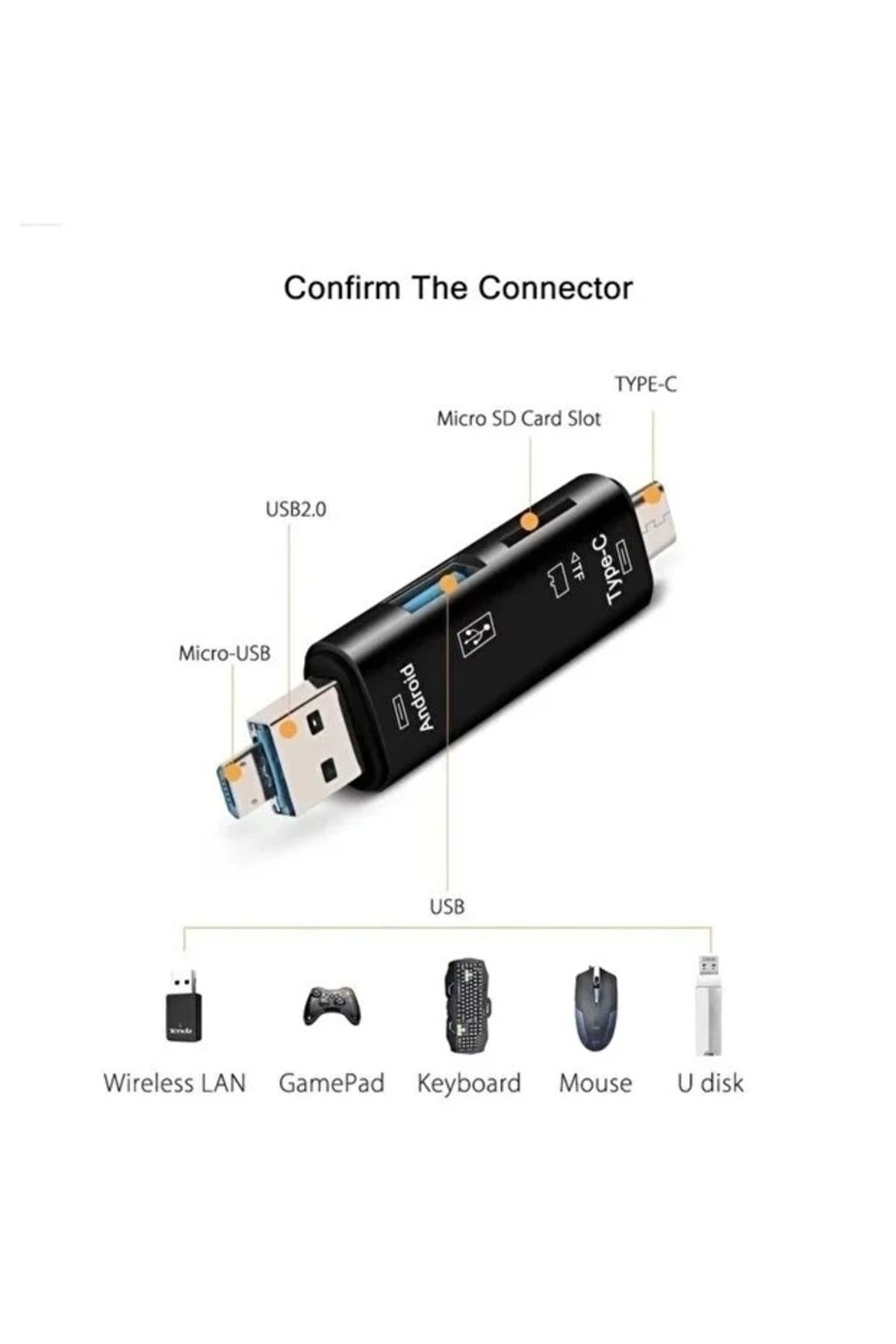 Temiz Pazar Micro Usb -type C - Usb Telefon Adaptörü Micro Sd/usb Okuyucu Dönüştürücü