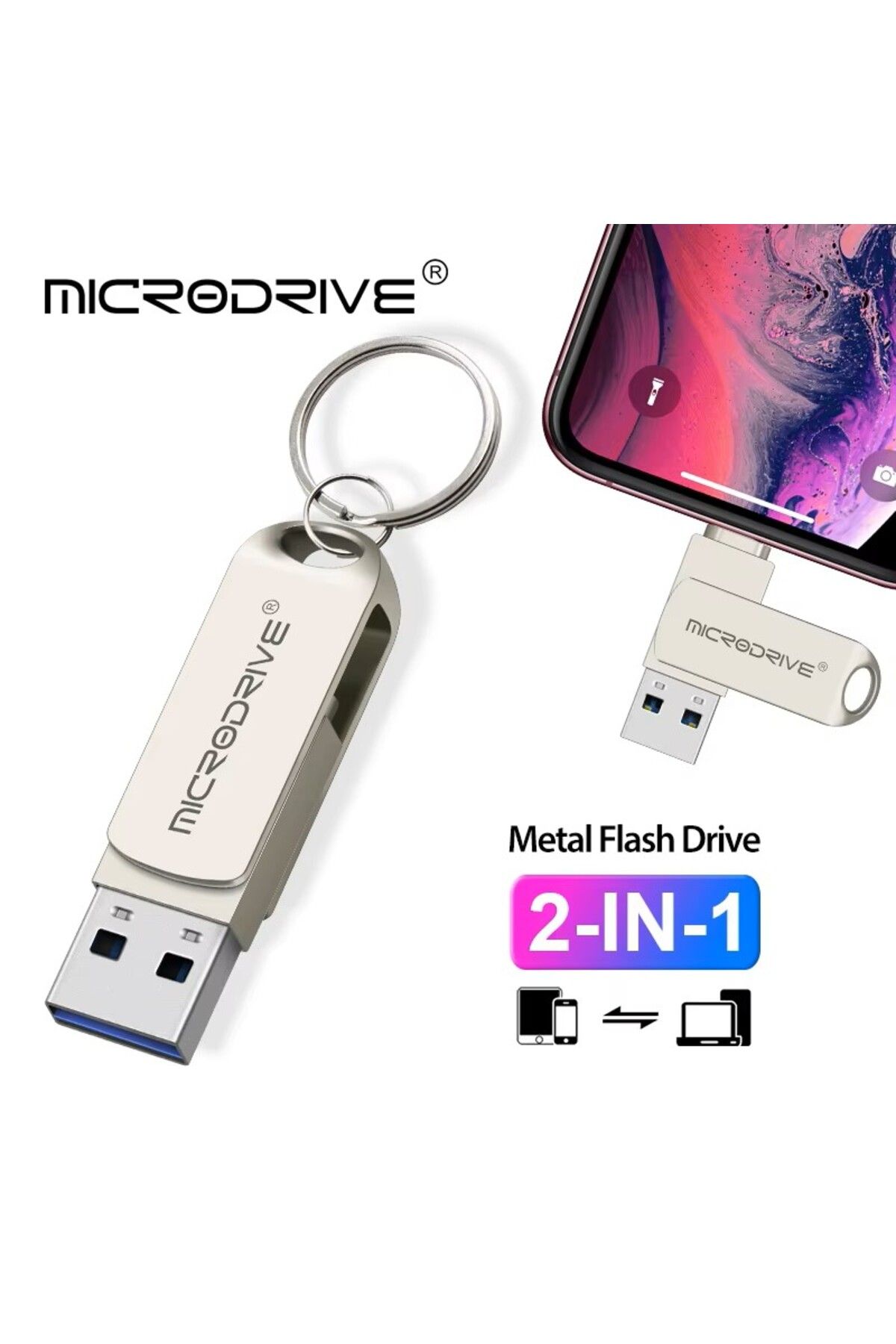 Laula MicroDrive 128 GB / 64 GB İphone Lightning ve USB 3.0 USB Flash Bellek Otg Çift Giriş Hızlı Premium