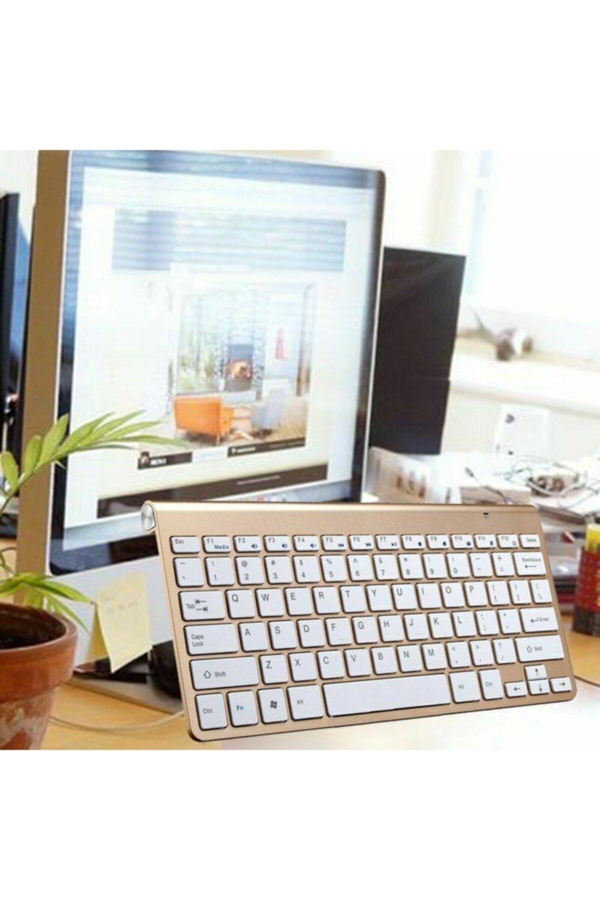 Keyboard Mini Kablosuz Klavye Ultra Ince Sessiz Yapı Kompakt 2.4g Mouse