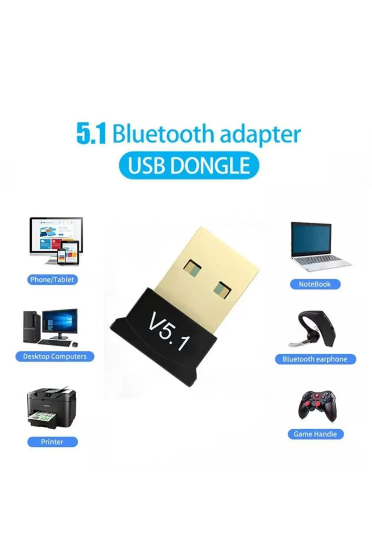 PSGT Mini V5.0 Usb Bluetooth Dongle 5.0 Bluetooth Adaptör [Tak Çalıştır]