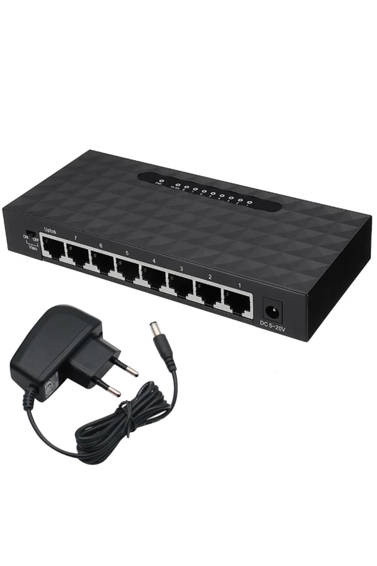 MJ VİSİON MJ Vision 8-Port 10/100/1000Mbps Qos Destekli Tak ve Kullan % 72 Enerji Tasarruflu Gigabit Switch