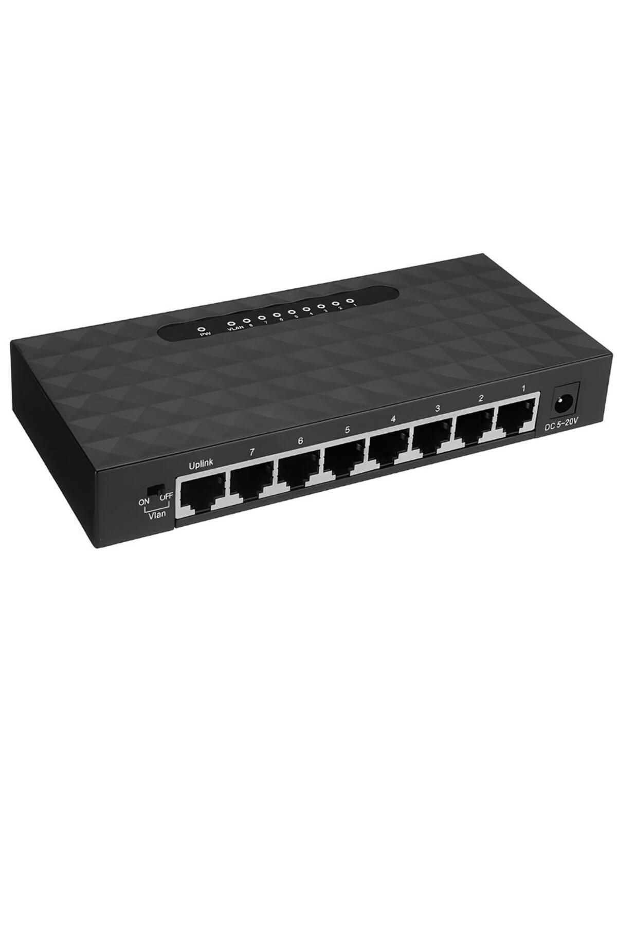 MJ VİSİON MJ Vision 8-Port 10/100/1000Mbps Qos Destekli Tak ve Kullan % 72 Enerji Tasarruflu Gigabit Switch