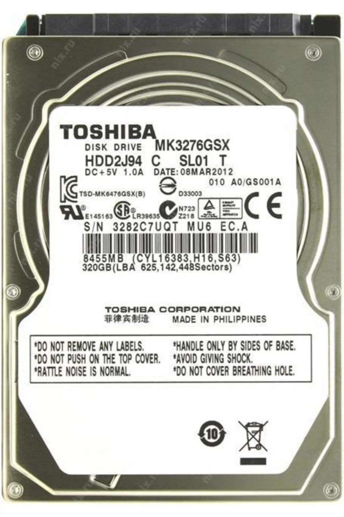 Toshiba Mk3276gsx Sata3 5400rpm 8mb 2.5'' 320gb Notebook Hdd (refurbished)