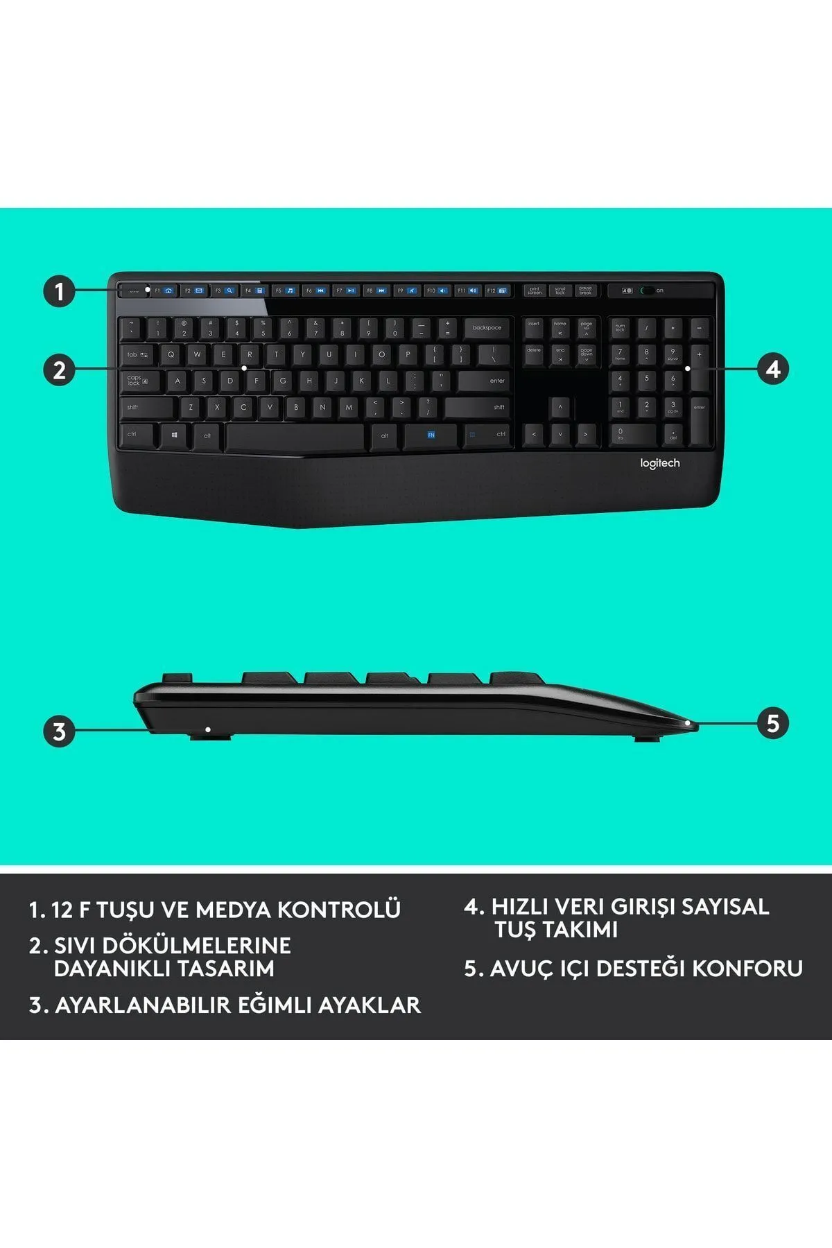 Logitech MK345 Kablosuz Klavye Mouse Set Türkçe Siyah Wireless Combo