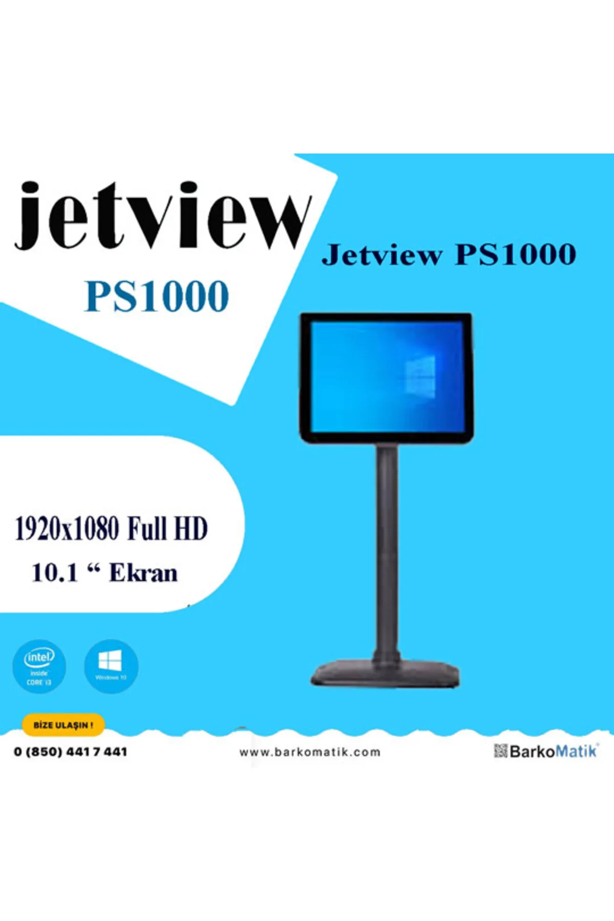 Jetview Mnt- 10.1" Ayaklı Müşteri Ekranı Vga 2. Ekran