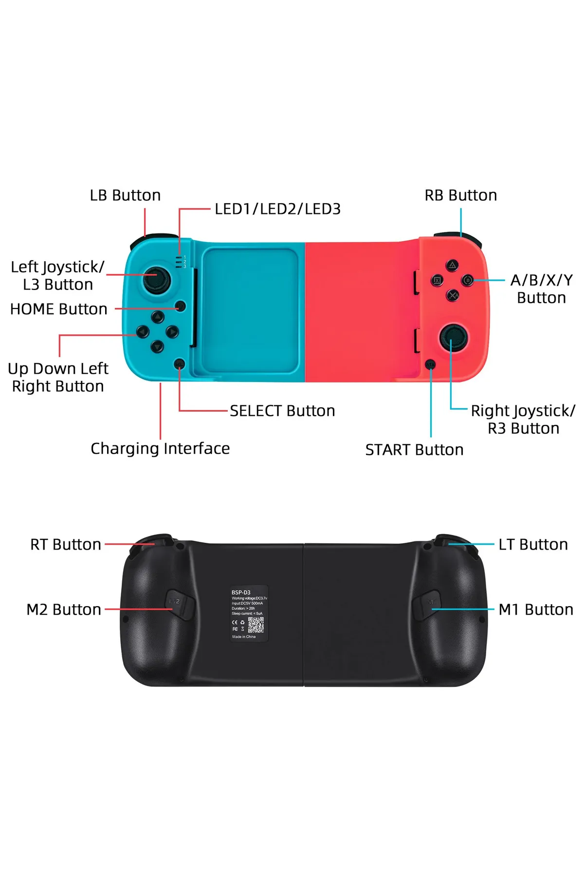 SFL Product Mobile Gaming Controller BSP-D3 Nintend Switch/iOS/Android/PC/PS4/PS3