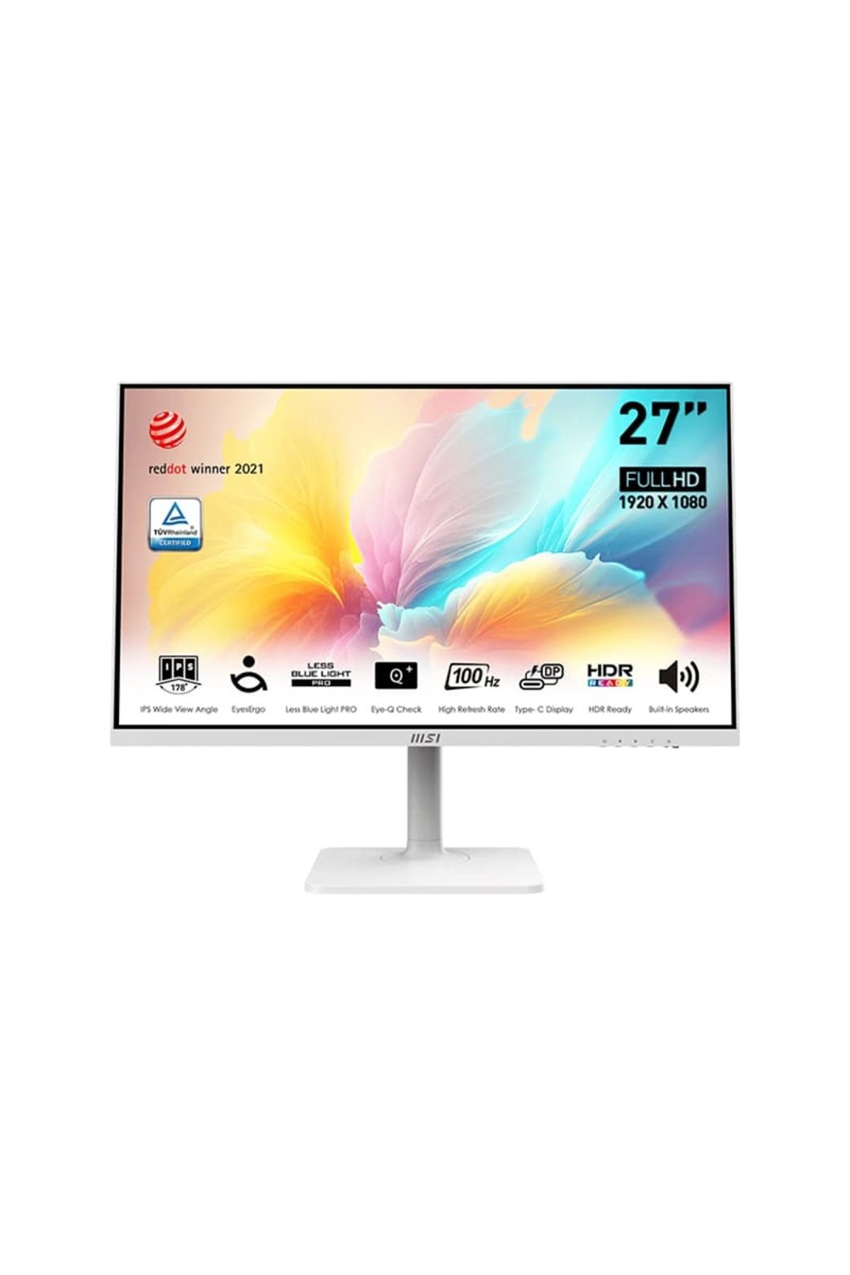 MSI Modern Md2712pw 27" 1920x1080 (FHD) 16:9 Flat Ips 100hz 1ms Adaptıve-sync Pivot Beyaz Type-c Mon