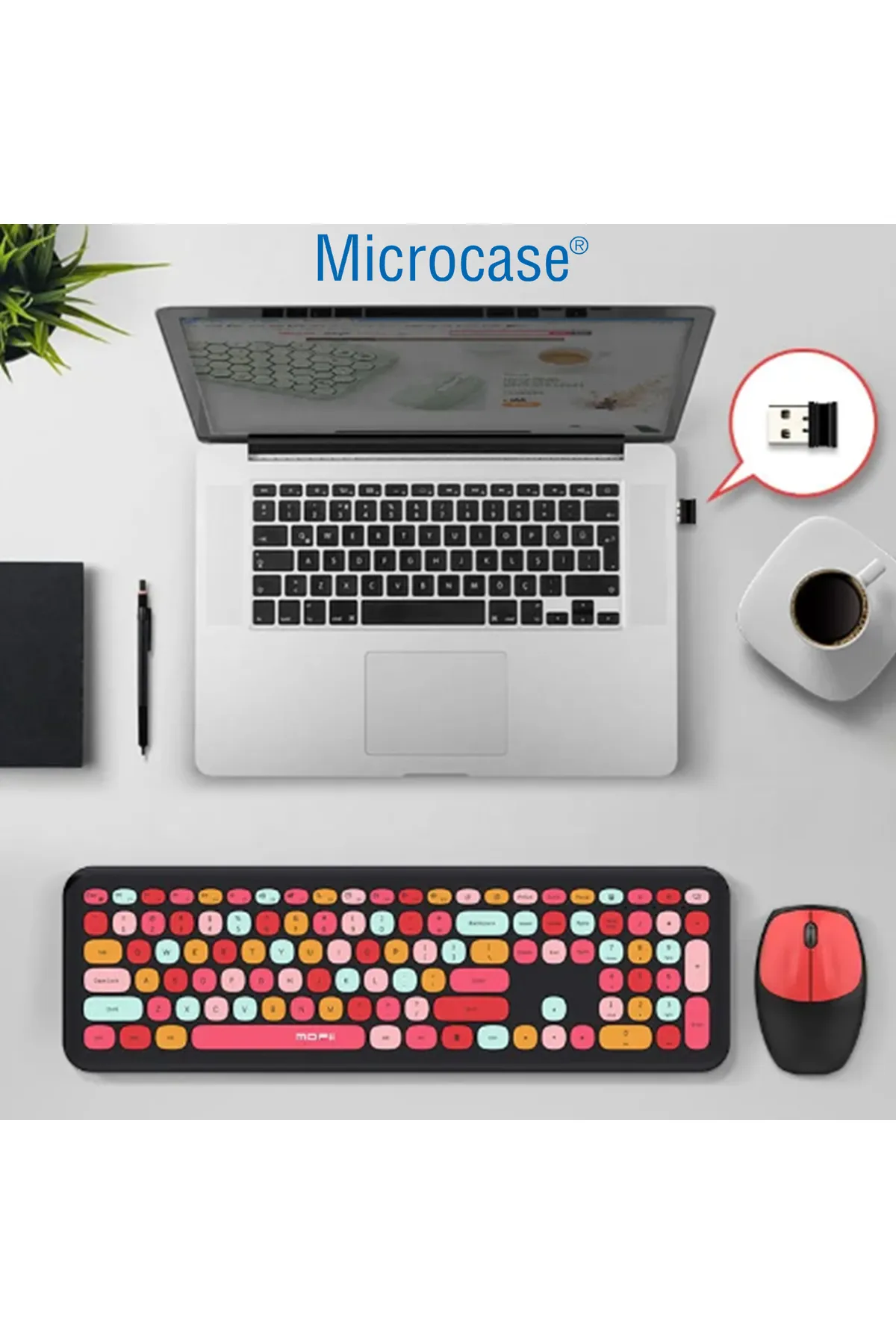 Microcase Mofii 666 2.4G Kablosuz Karışık Renkli Klavye ve Mouse Set-AL4185