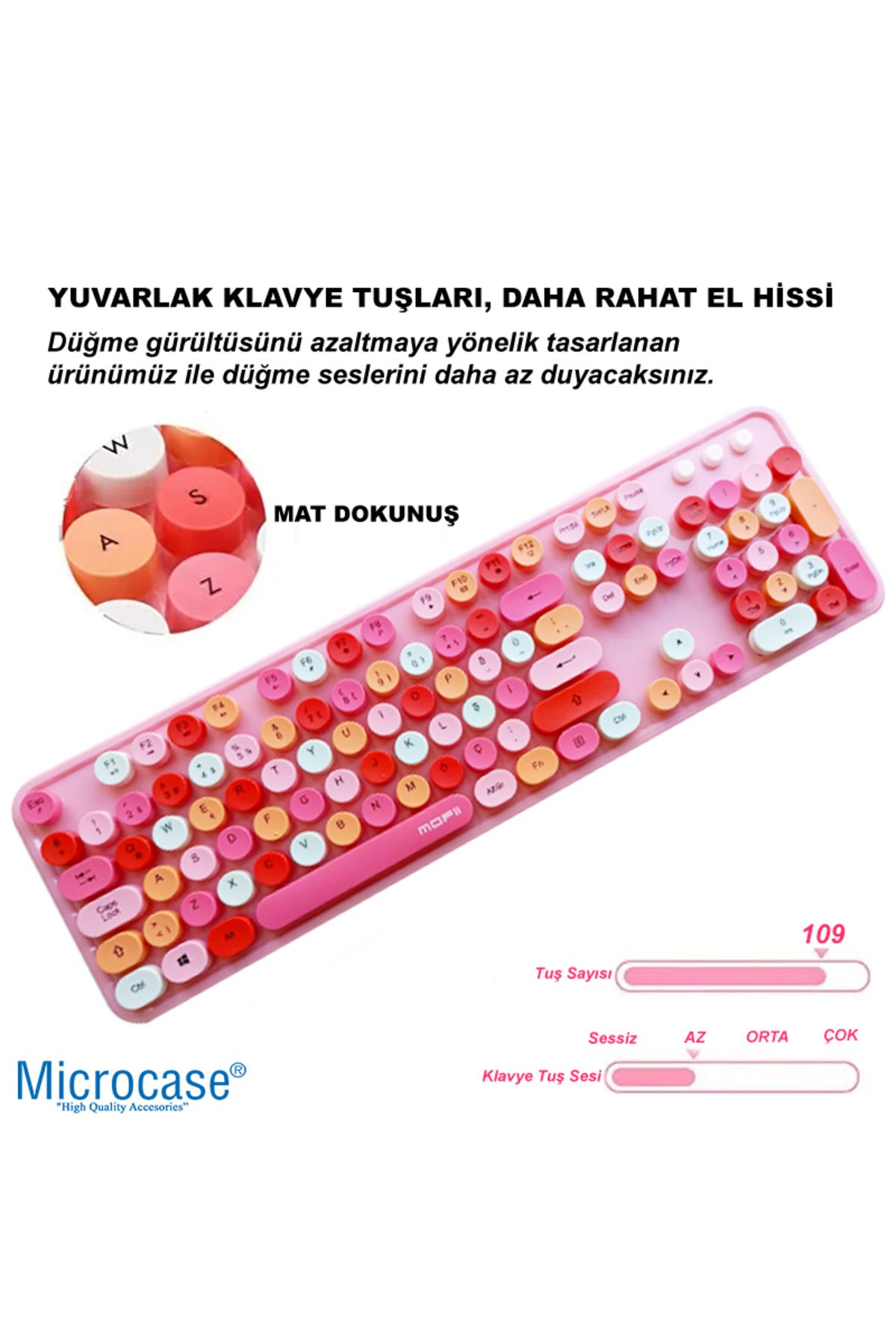 Microcase Mofii Sweet Serisi Renkli Kablosuz Klavye Mouse Set Türkçe AL4259