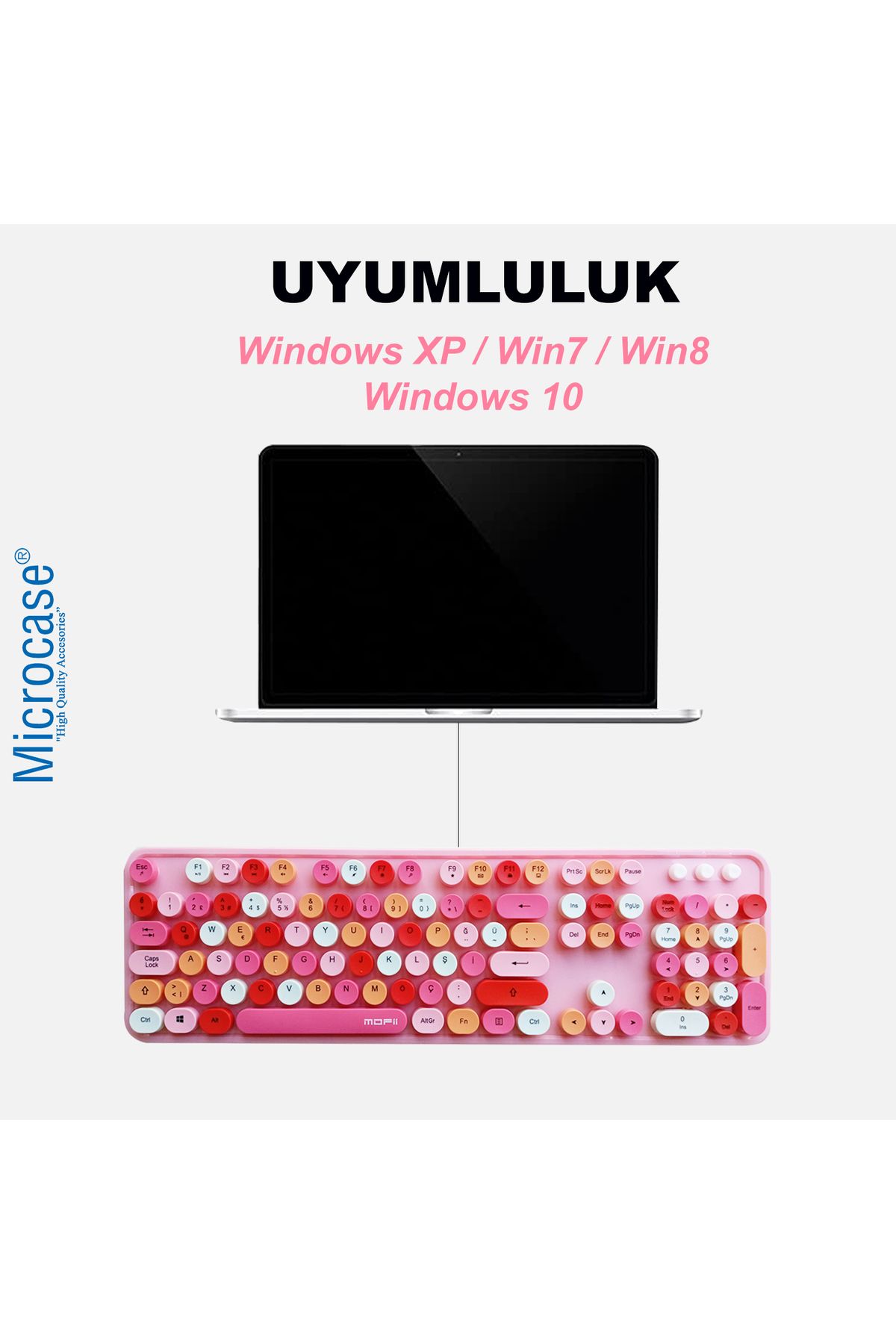 Microcase Mofii Sweet Serisi Renkli Kablosuz Klavye Mouse Set Türkçe AL4259