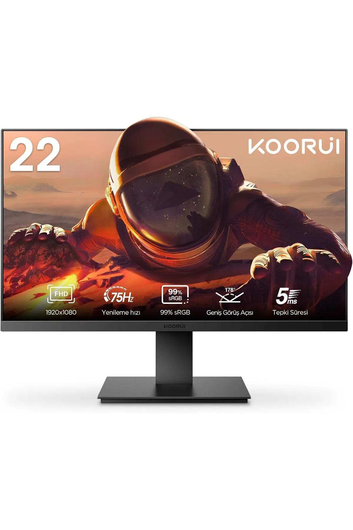 Koorui Monitör 21.5 inç 22N1 75Hz Fhd1920*1080 Uyumlu 6ms Va Hdmi 1.4 * 1 Vesa 178°Görme Açısı 75 * 75mm